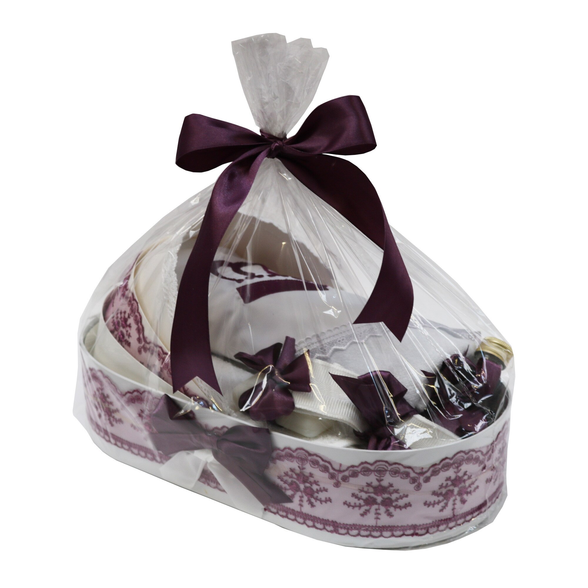 Trusou pentru botez, 6 piese, alb/mov, dae1527