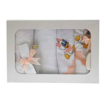 Trusou pentru botez, 7 piese, alb/orange, dae1539 Trusou pentru botez, 7 piese, alb/orange, dae1539