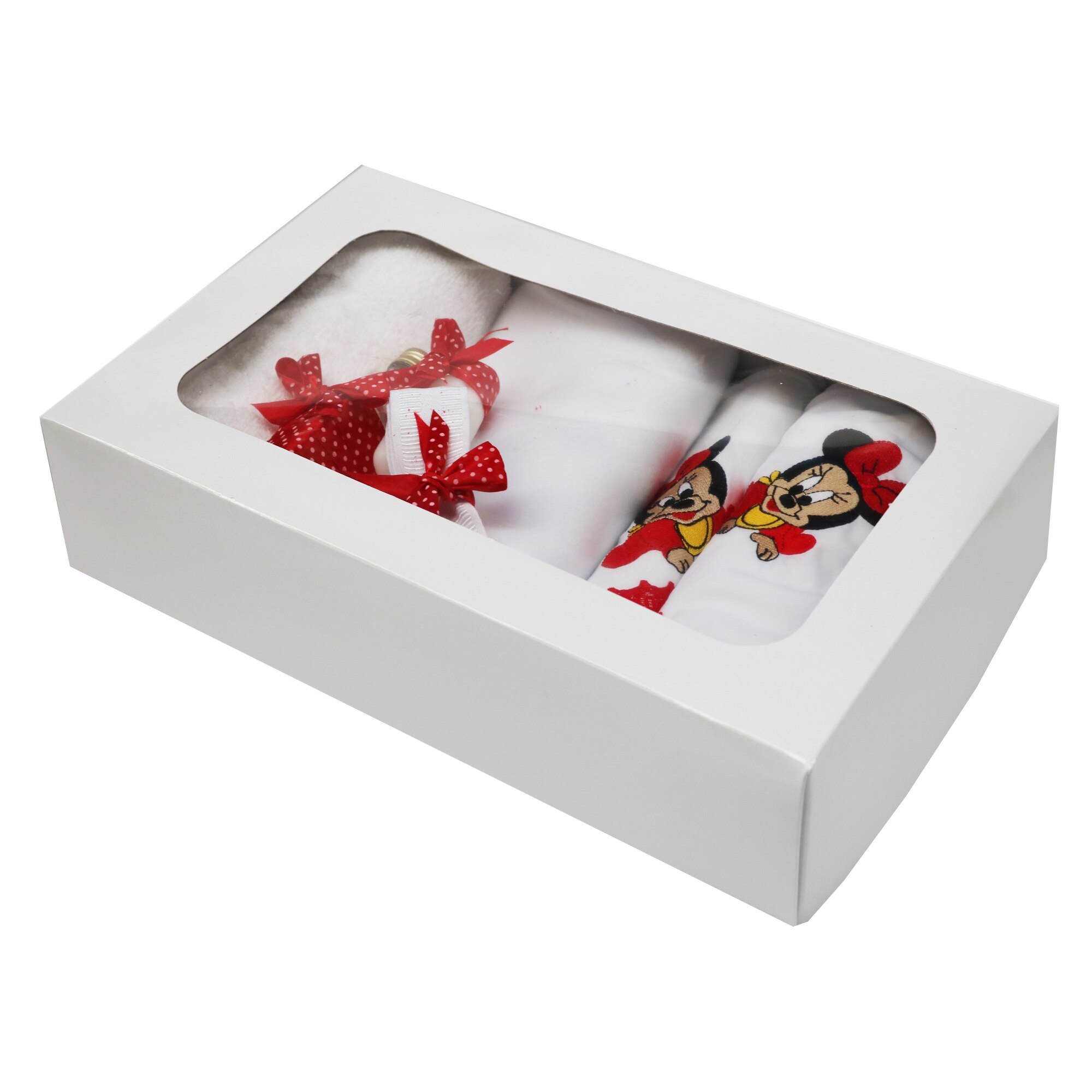 Trusou pentru botez, 7 piese, alb/rosu, dae1551