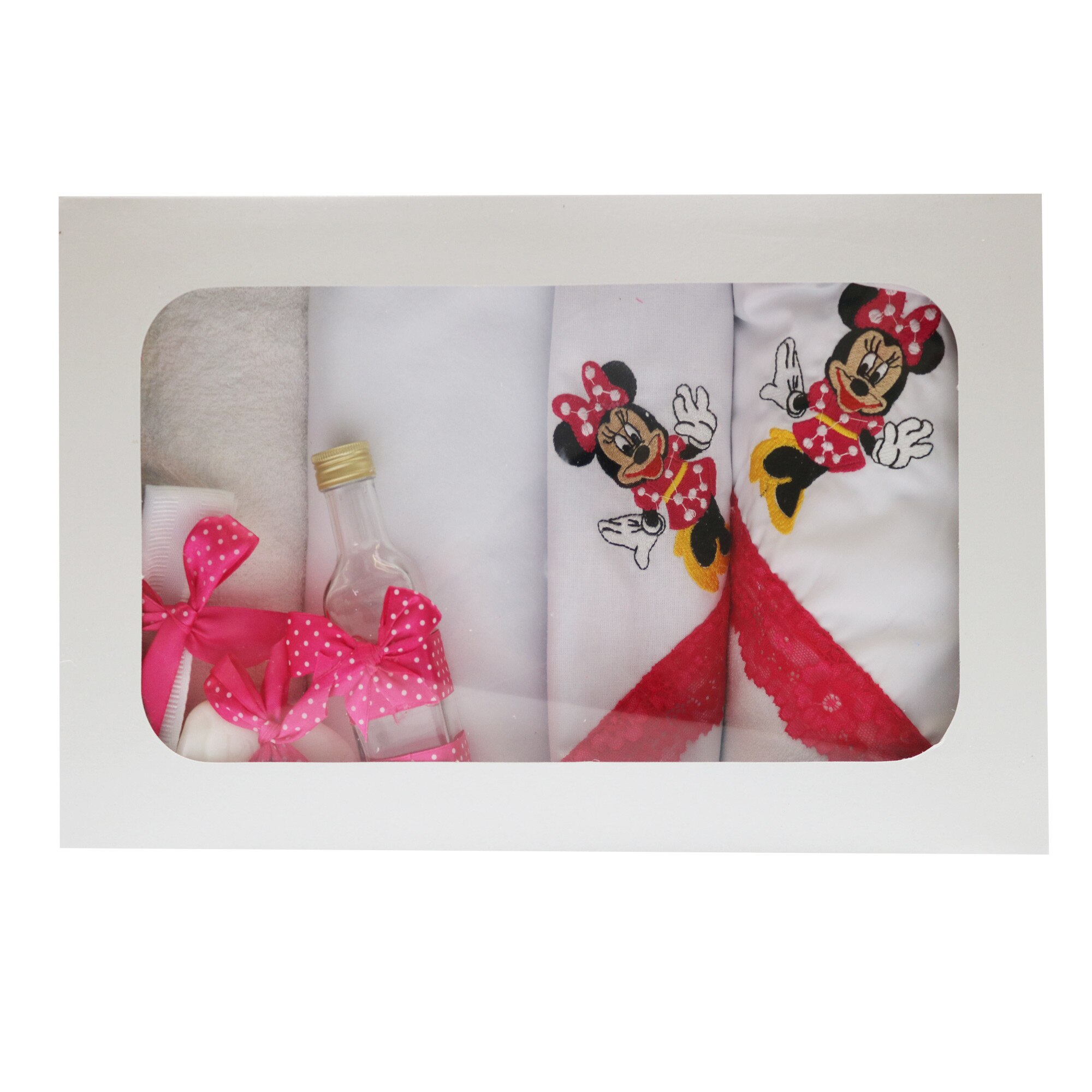 Trusou pentru botez, 7 piese, alb/ciclam, dae1559