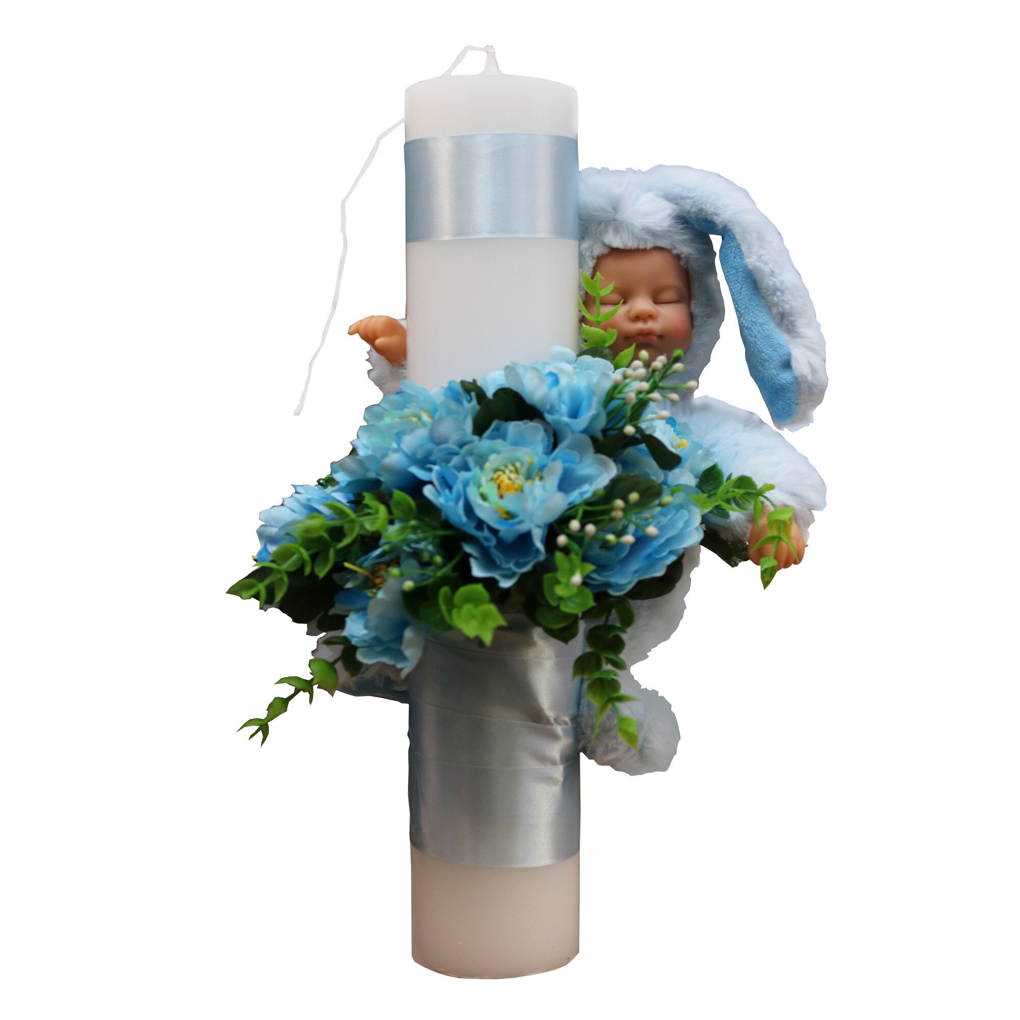 Lumanare pentru botez, bleu, 45x7 cm, dae1583