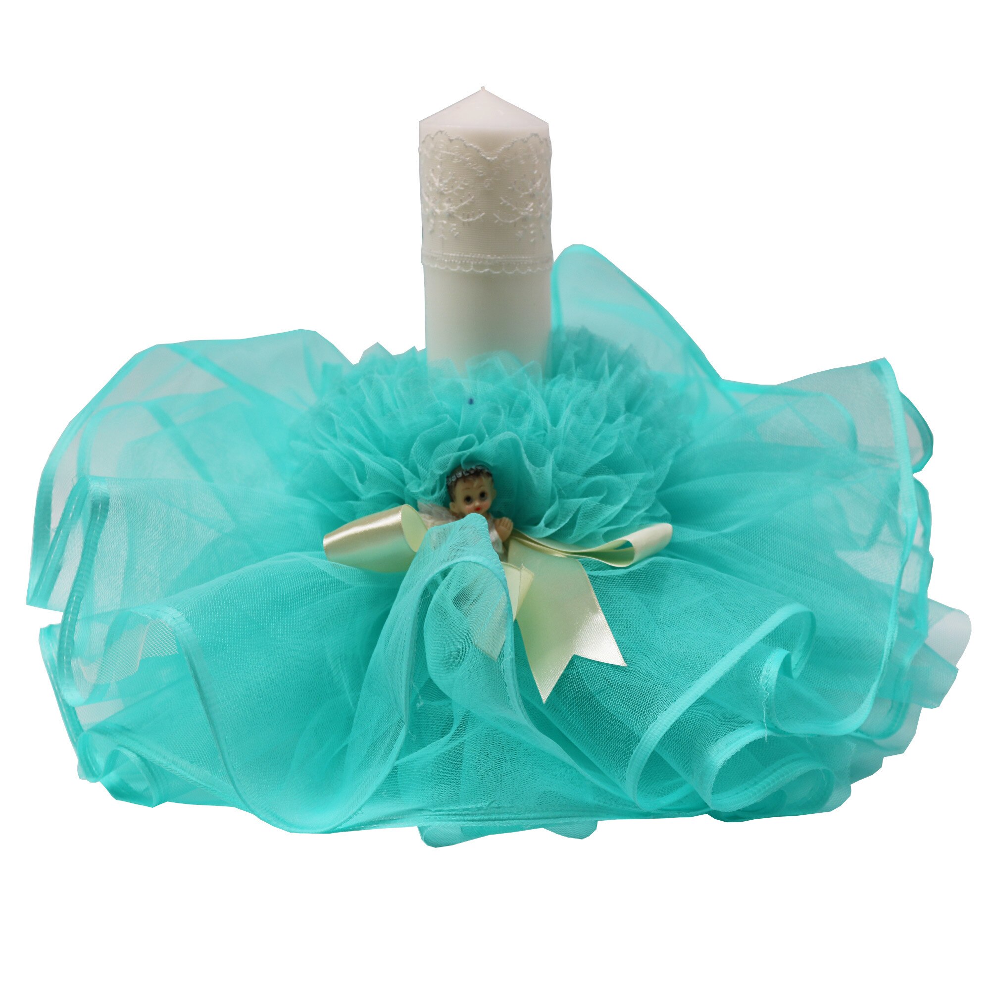 Lumanare pentru botez, turcoaz, 30x7 cm, dae1604