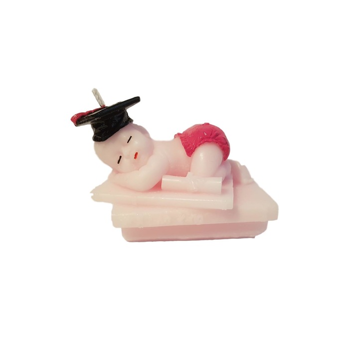 Marturie Botez din ceara , Bebelus Smart, Pictat Roz , 8 cm