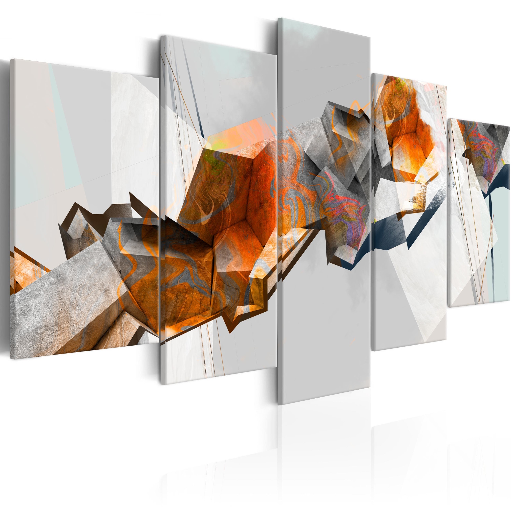 Tablou canvas 5 piese - Fiici blocuri - 200x100 cm