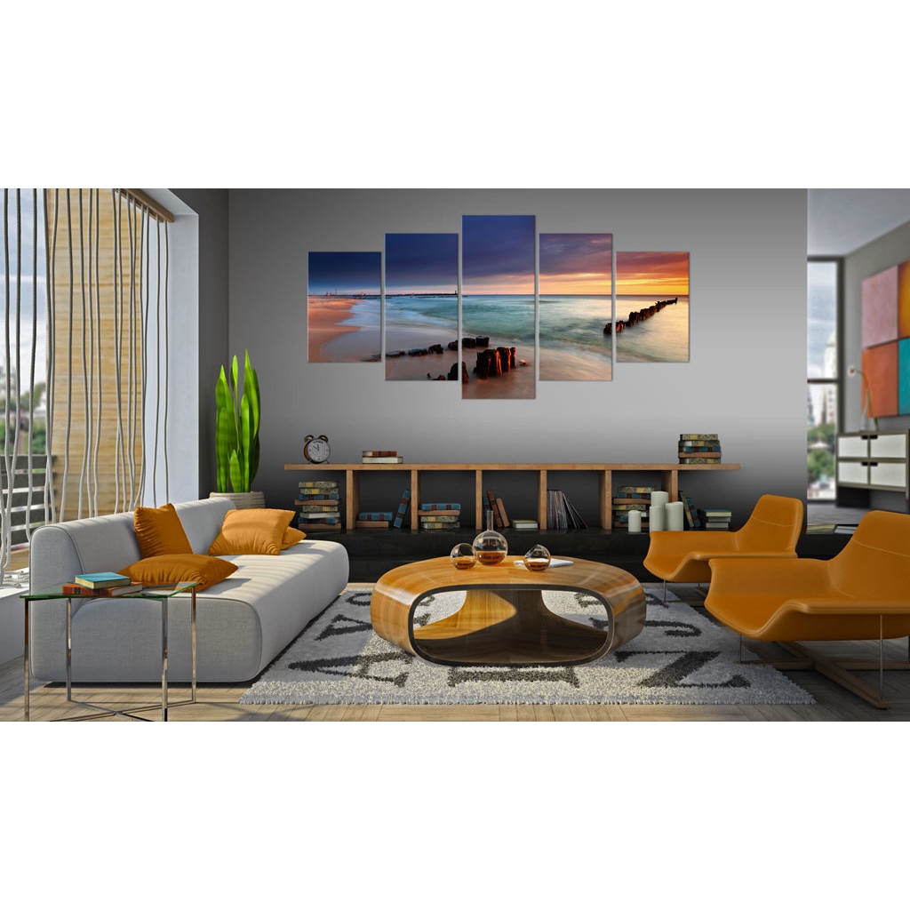 Tablou canvas 5 piese - Zori de la mare - 200x100 cm