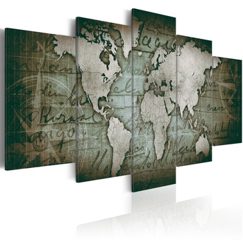 Tablou canvas 5 piese - Harta Emerald - 200x100 cm Tablou canvas 5 piese - Harta Emerald - 200x100 cm