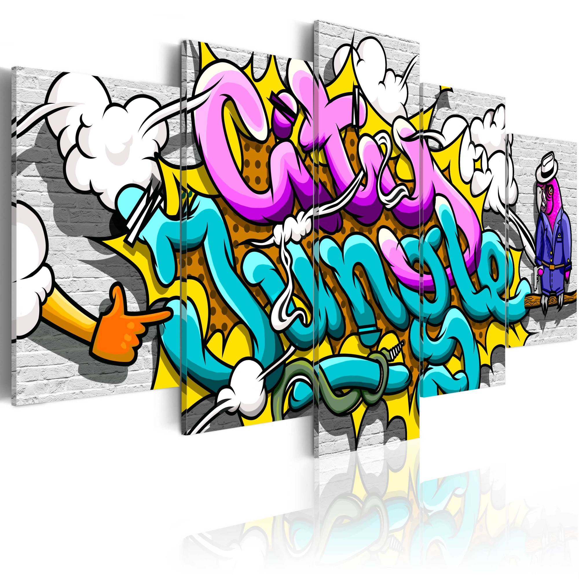 Tablou canvas 5 piese - Graffiti: jungla de oras - 100x50 cm
