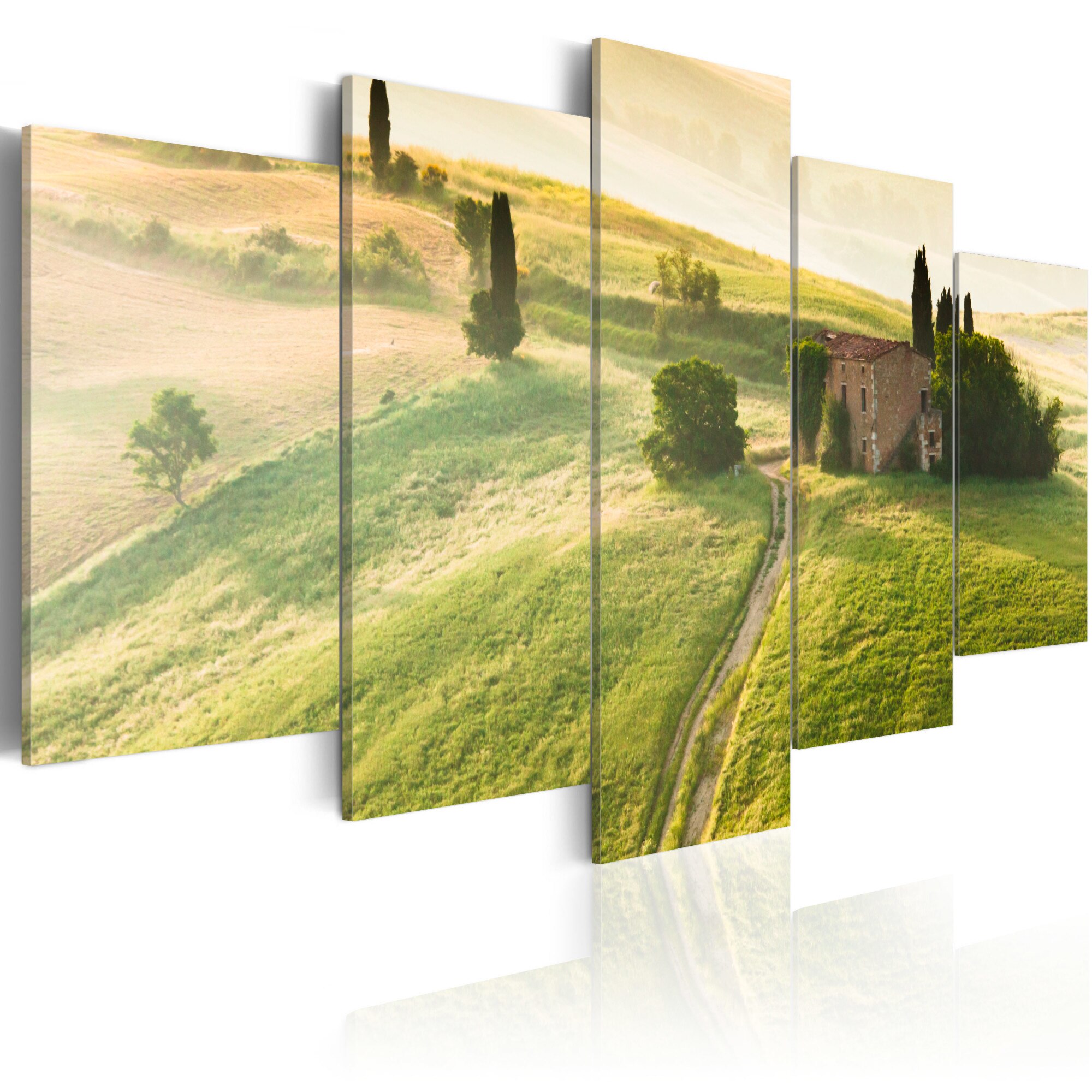Tablou canvas 5 piese - Verde Toscana - 200x100 cm