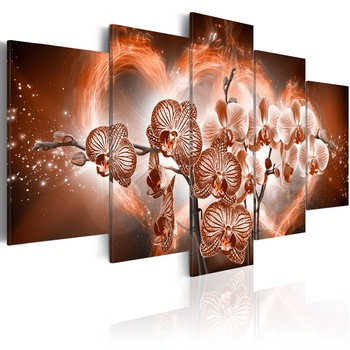 Tablou canvas 5 piese - Dragostea orhideelor - 200x100 cm Tablou canvas 5 piese - Dragostea orhideelor - 200x100 cm