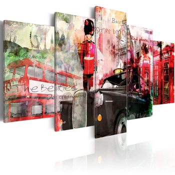 Tablou canvas 5 piese - Amintiri din Londra - 200x100 cm