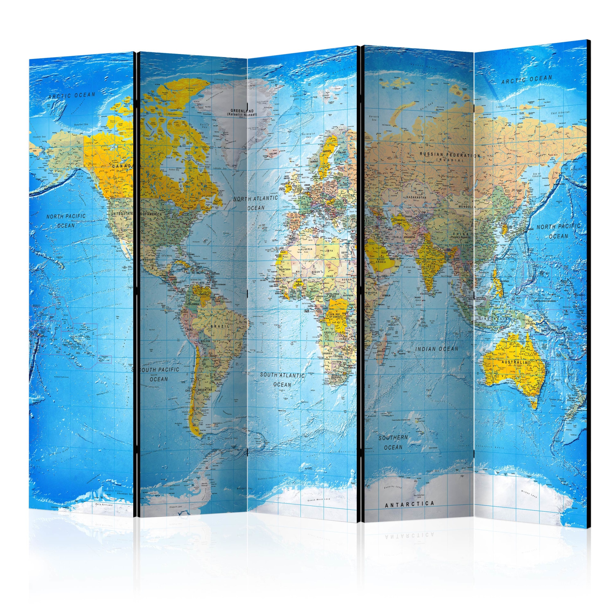 Paravan din 5 parti - World Classic Map - 225x172cm