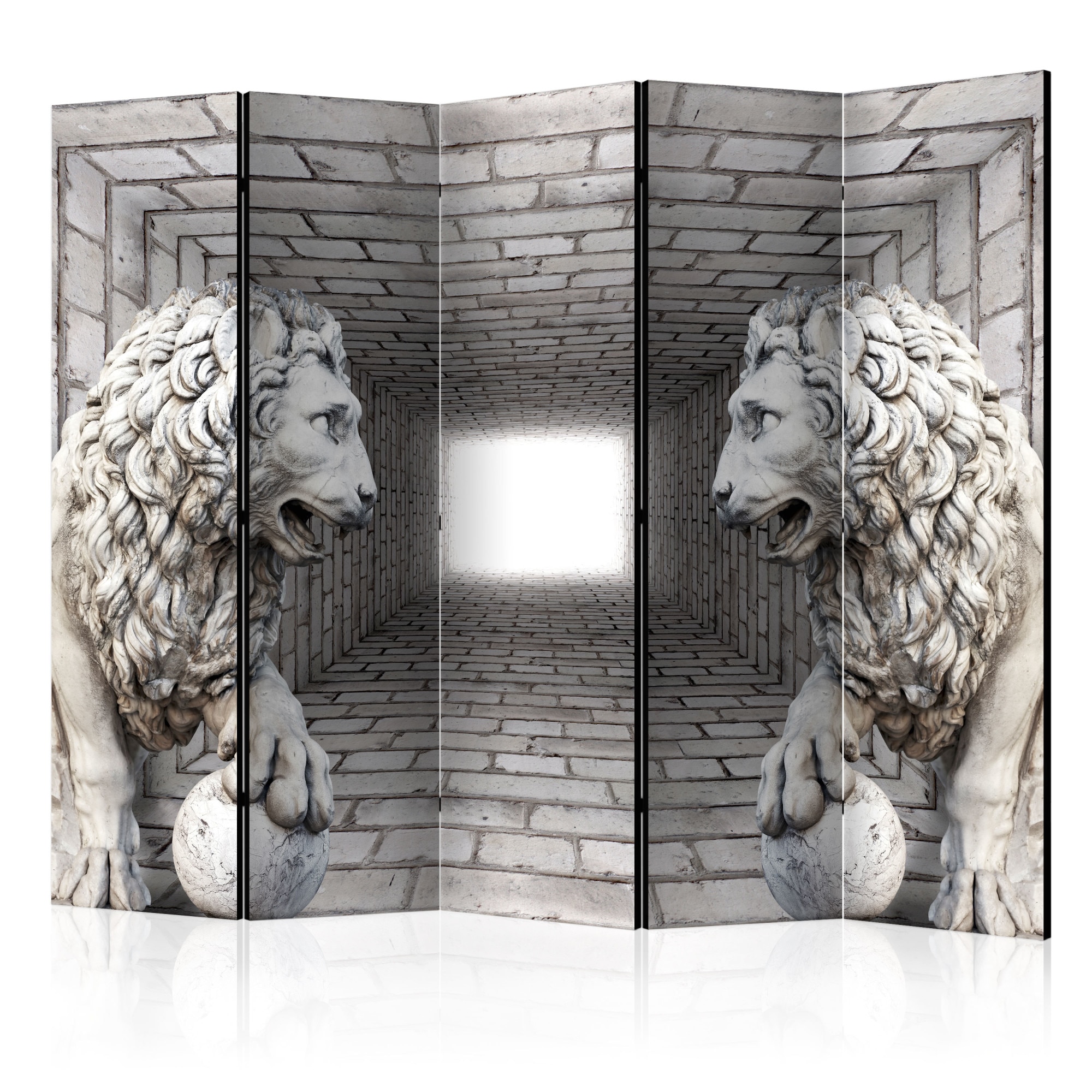 Paravan din 5 parti - Stone Lions II - 225x172cm