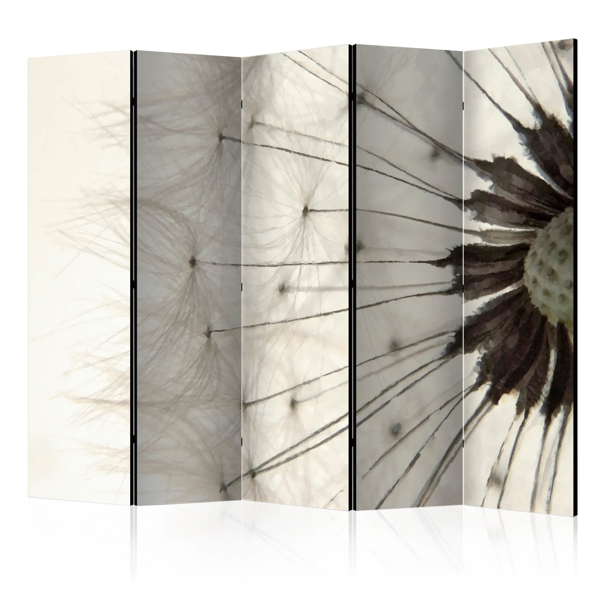 Paravan din 5 parti - White Dandelion II - 225x172cm