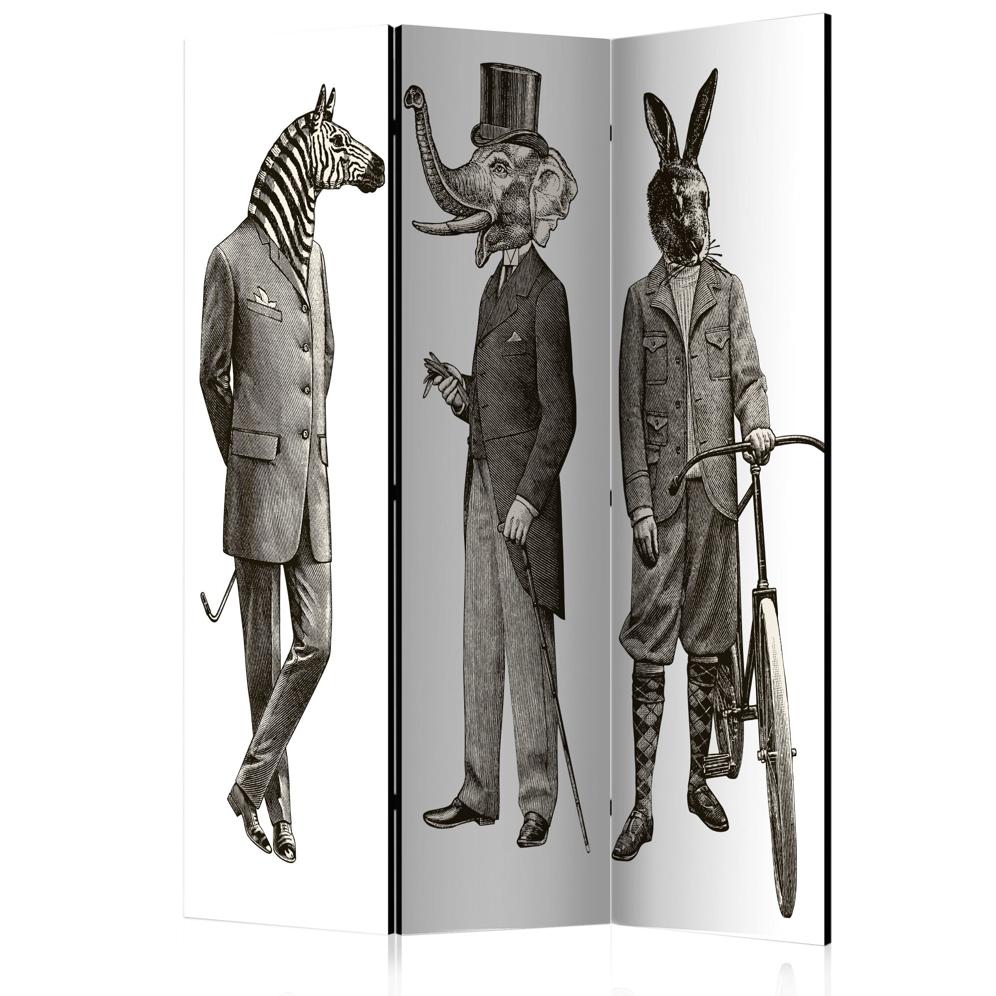 Paravan din 3 parti - Elegant Zoo - 135x172cm