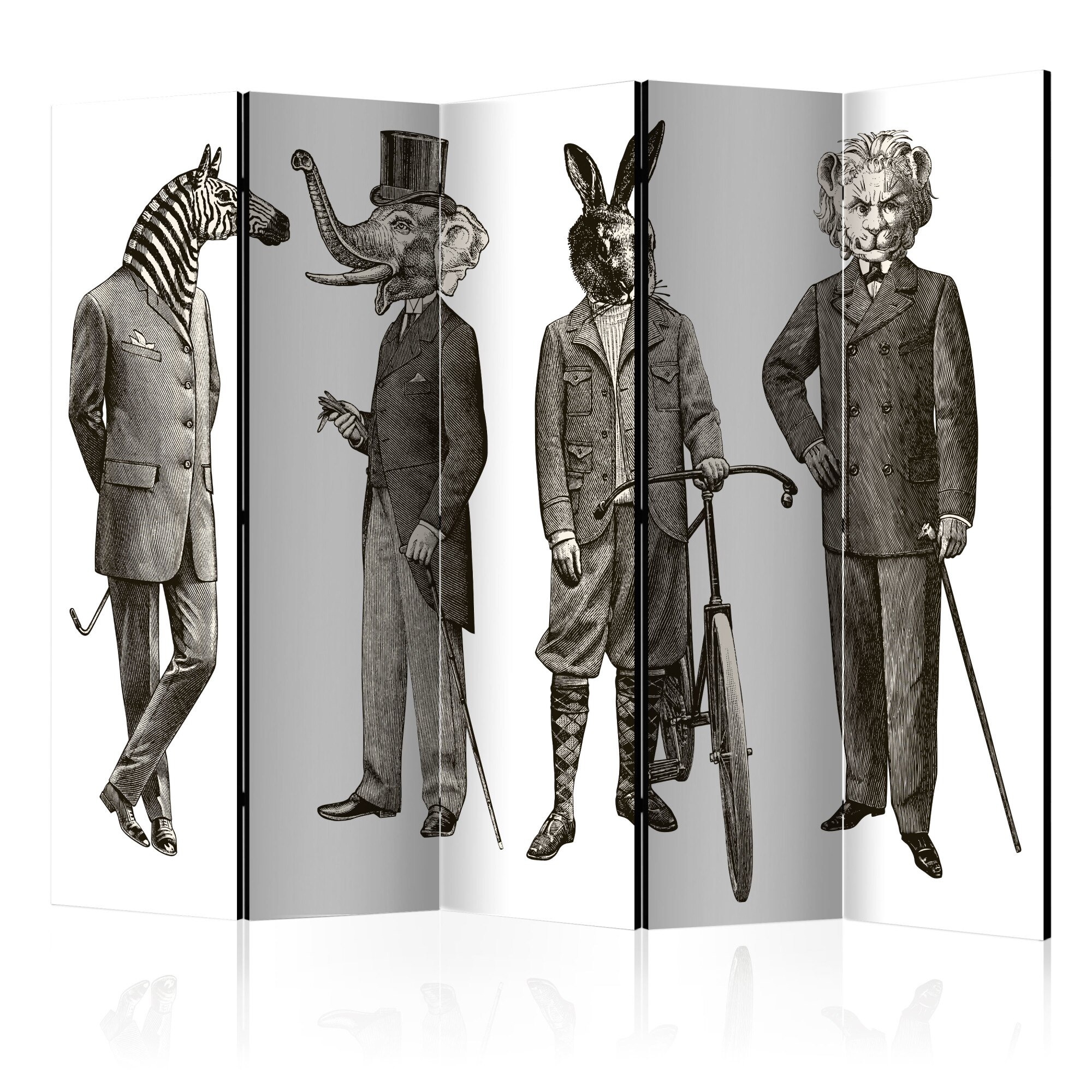 Paravan din 5 parti - Elegant Zoo II - 225x172cm