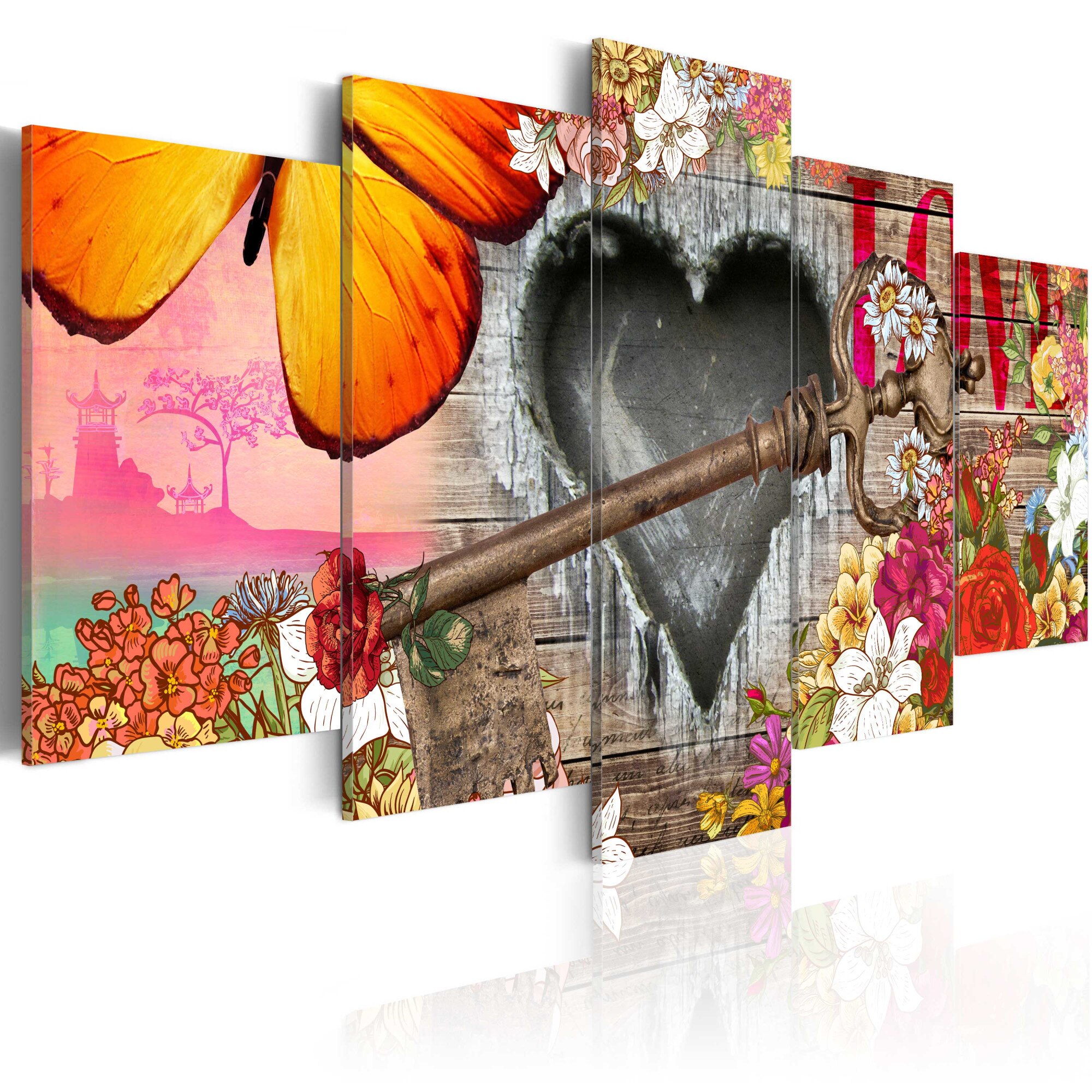 Tablou canvas 5 piese - Trailer de dragoste - 200x100 cm