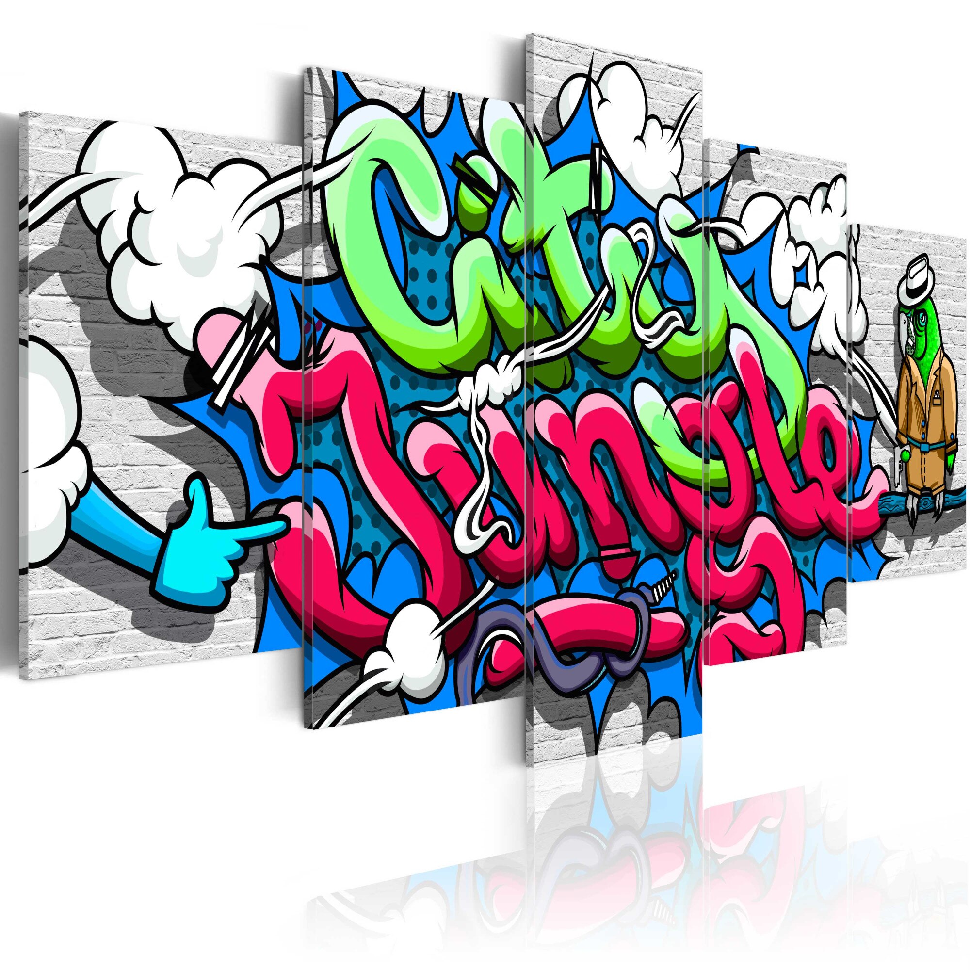 Tablou canvas 5 piese - Papagal pe paza! - 100x50 cm