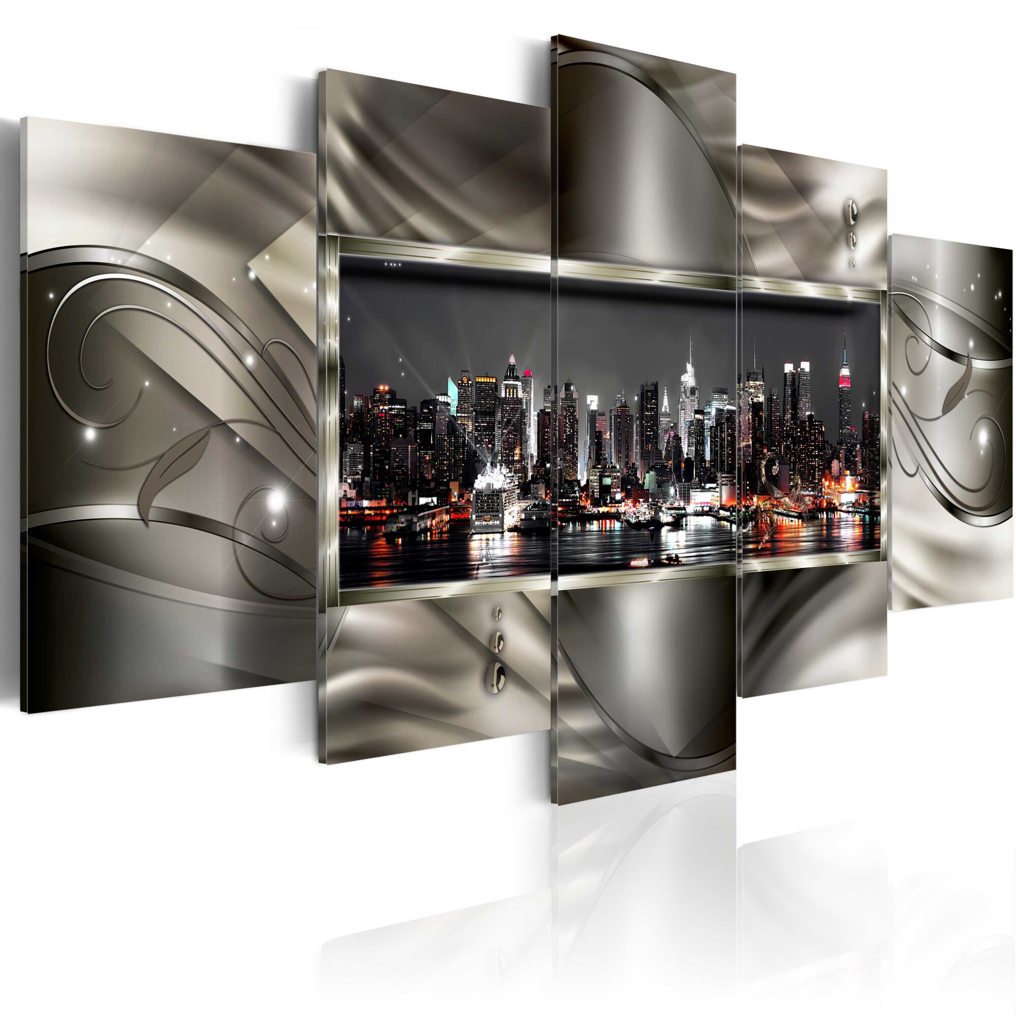 Tablou canvas 5 piese - Noapte In New York II - 100x50 cm