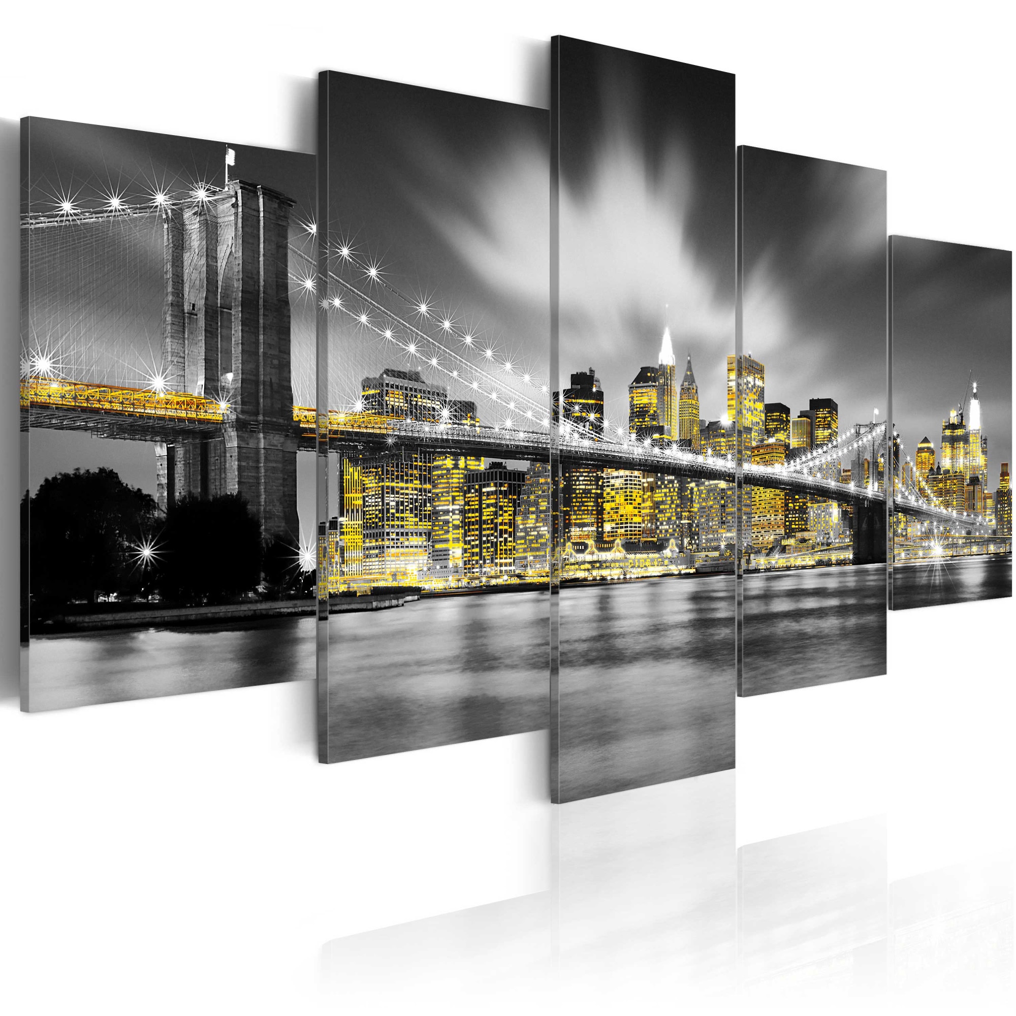 Tablou canvas 5 piese - NYC: ochi de chihlimbar - 200x100 cm