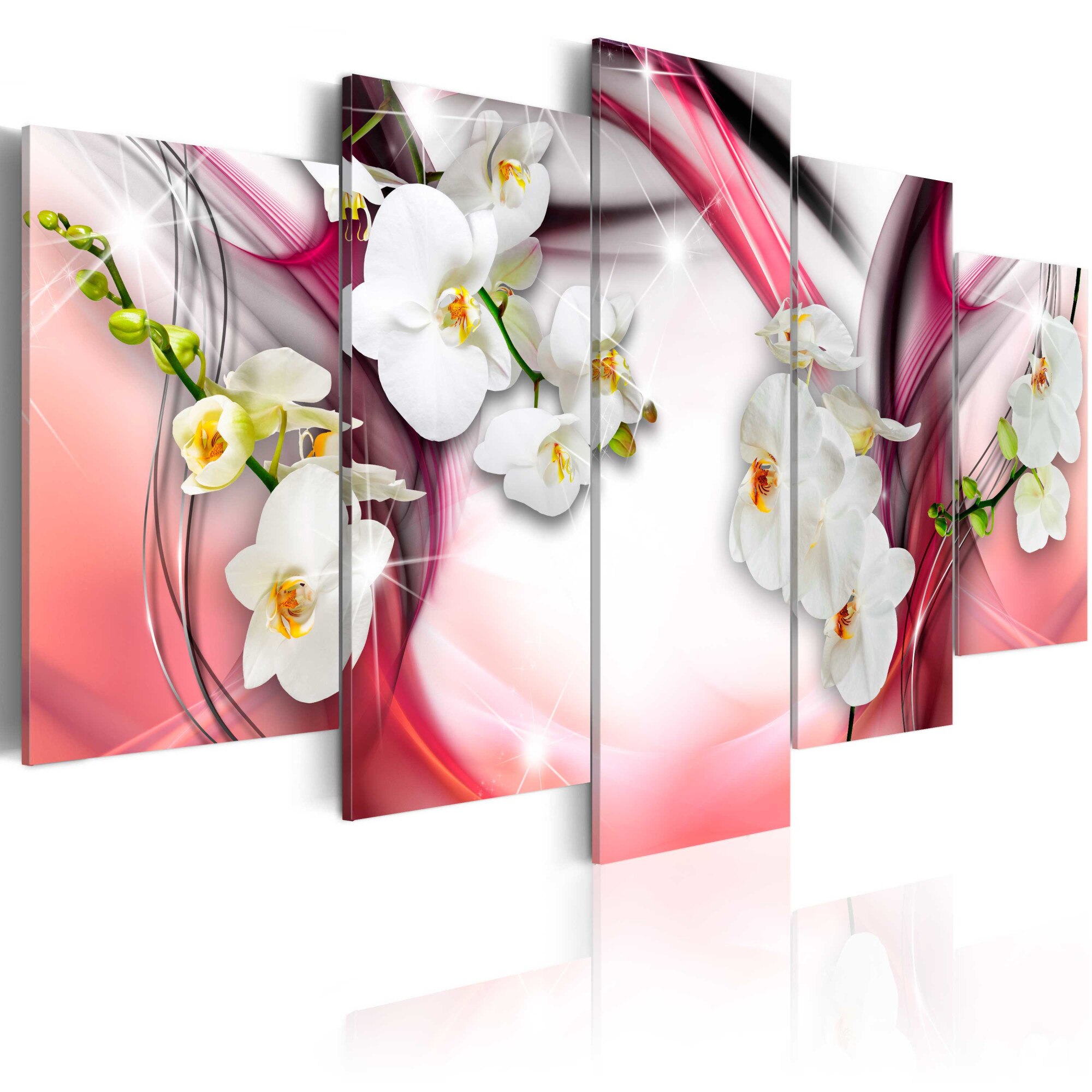 Tablou canvas 5 piese - Roza melodie - 200x100 cm