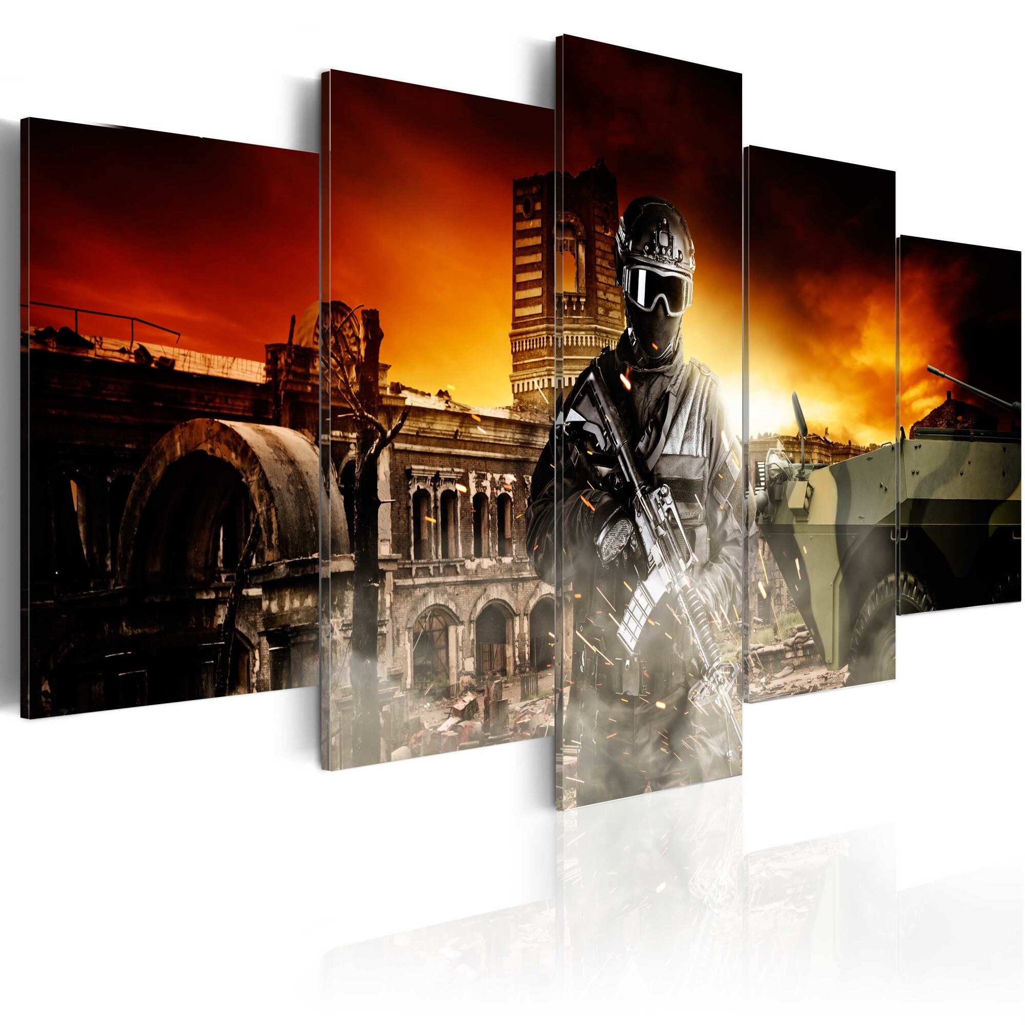 Tablou canvas 5 piese - Soldat - 100x50 cm