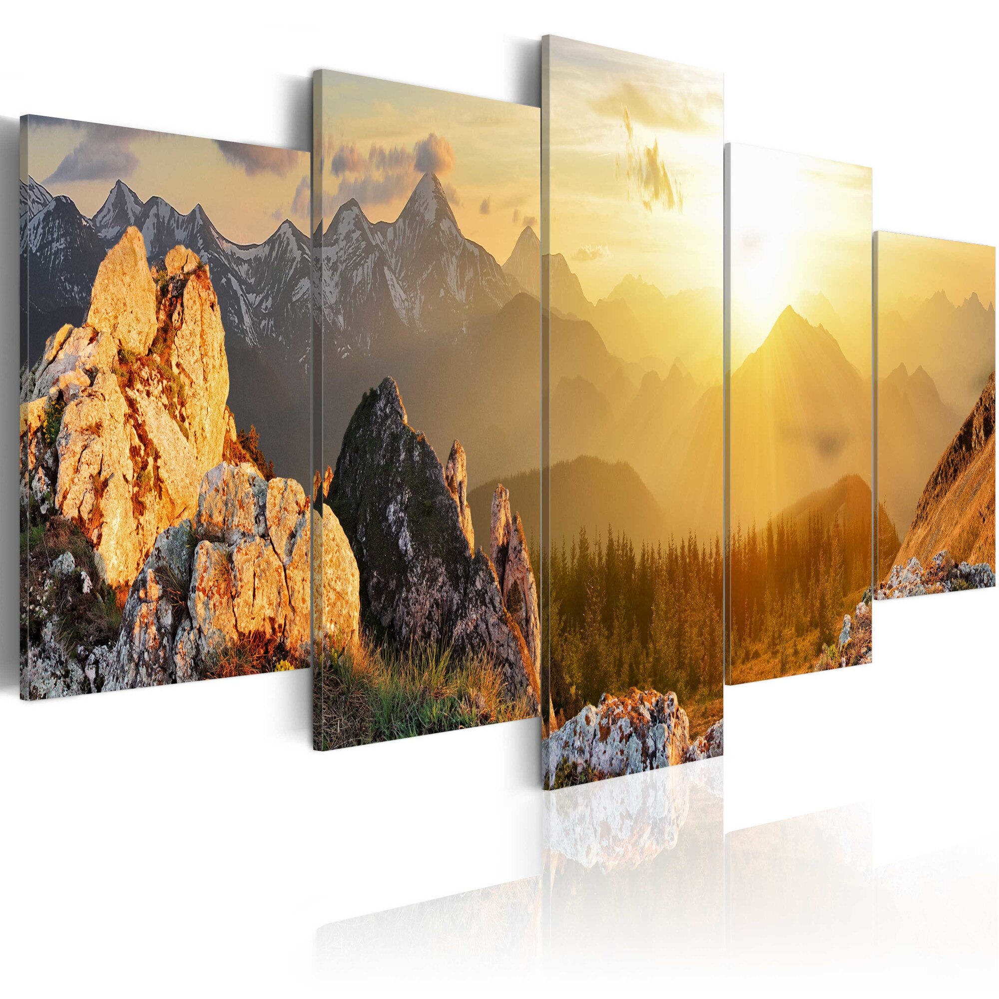 Tablou canvas 5 piese - Sun Salutation - 100x50 cm