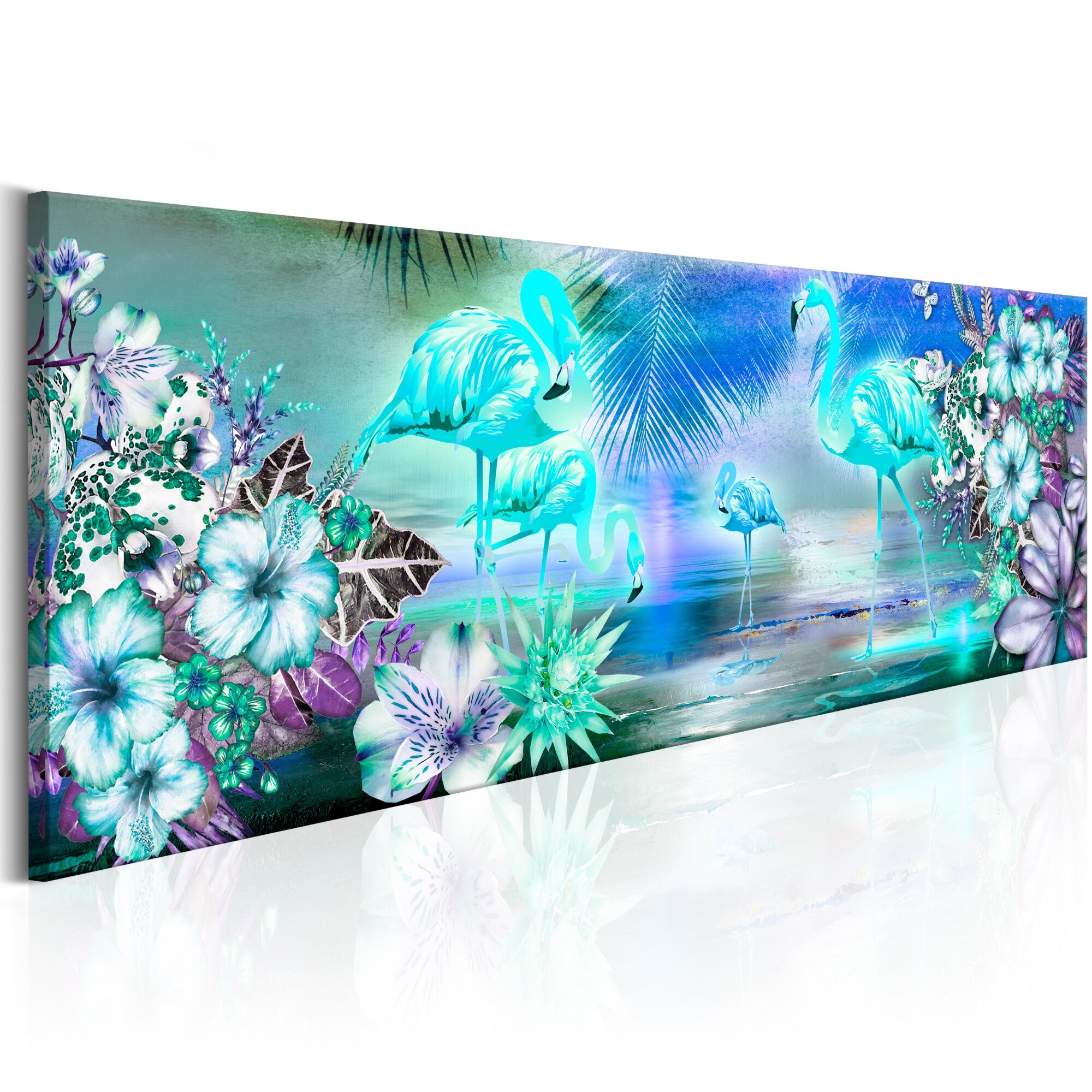 Tablou canvas - Flamingo-urile de noapte - 120x40 cm