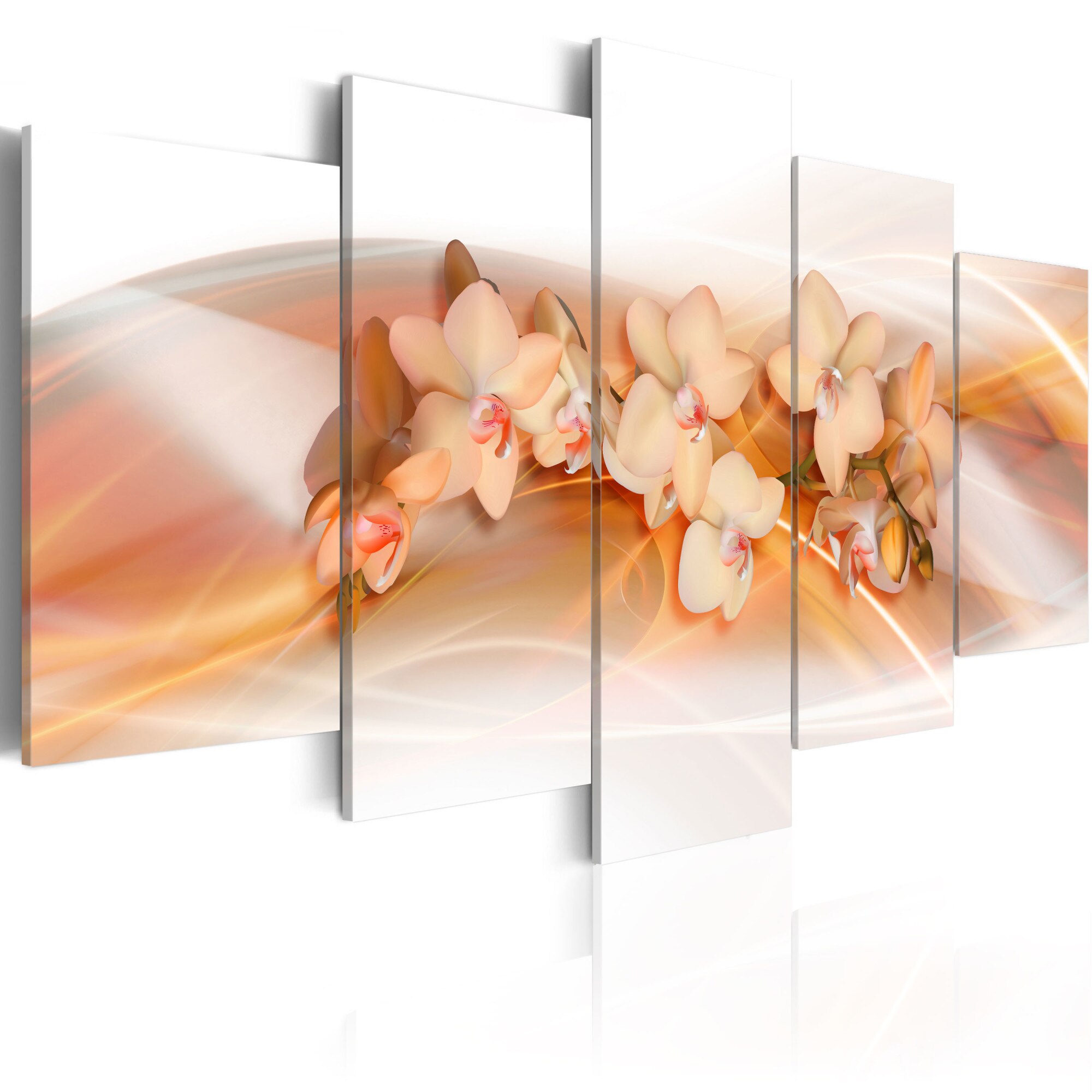 Tablou canvas 5 piese - O orhidee, o decorare delicata - 100x50 cm