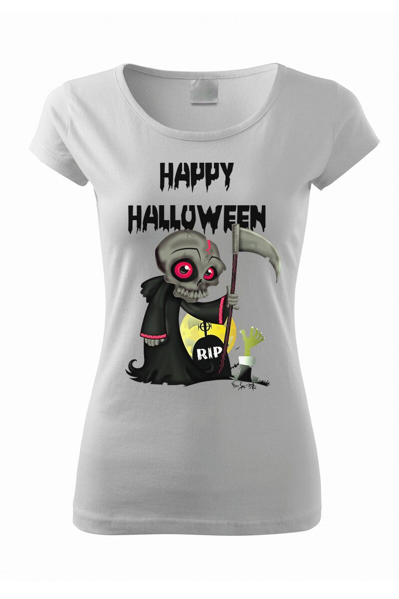 Tricou halloween death rip dama, ADLER, Alb