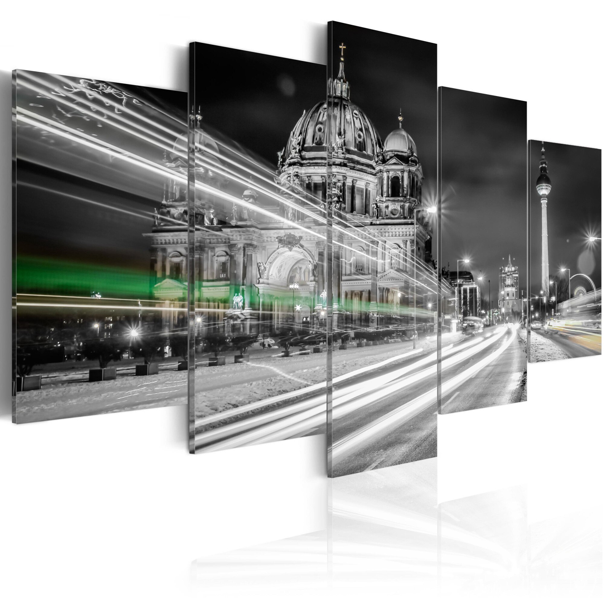 Tablou canvas 5 piese - Berlin la noapte - 100x50 cm