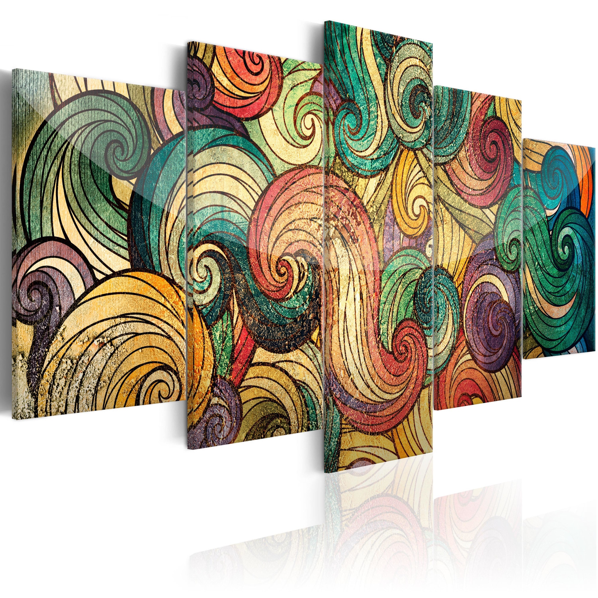 Tablou canvas 5 piese - Valuri colorate - 100x50 cm