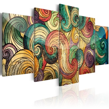 Tablou canvas 5 piese - Valuri colorate - 200x100 cm Tablou canvas 5 piese - Valuri colorate - 200x100 cm