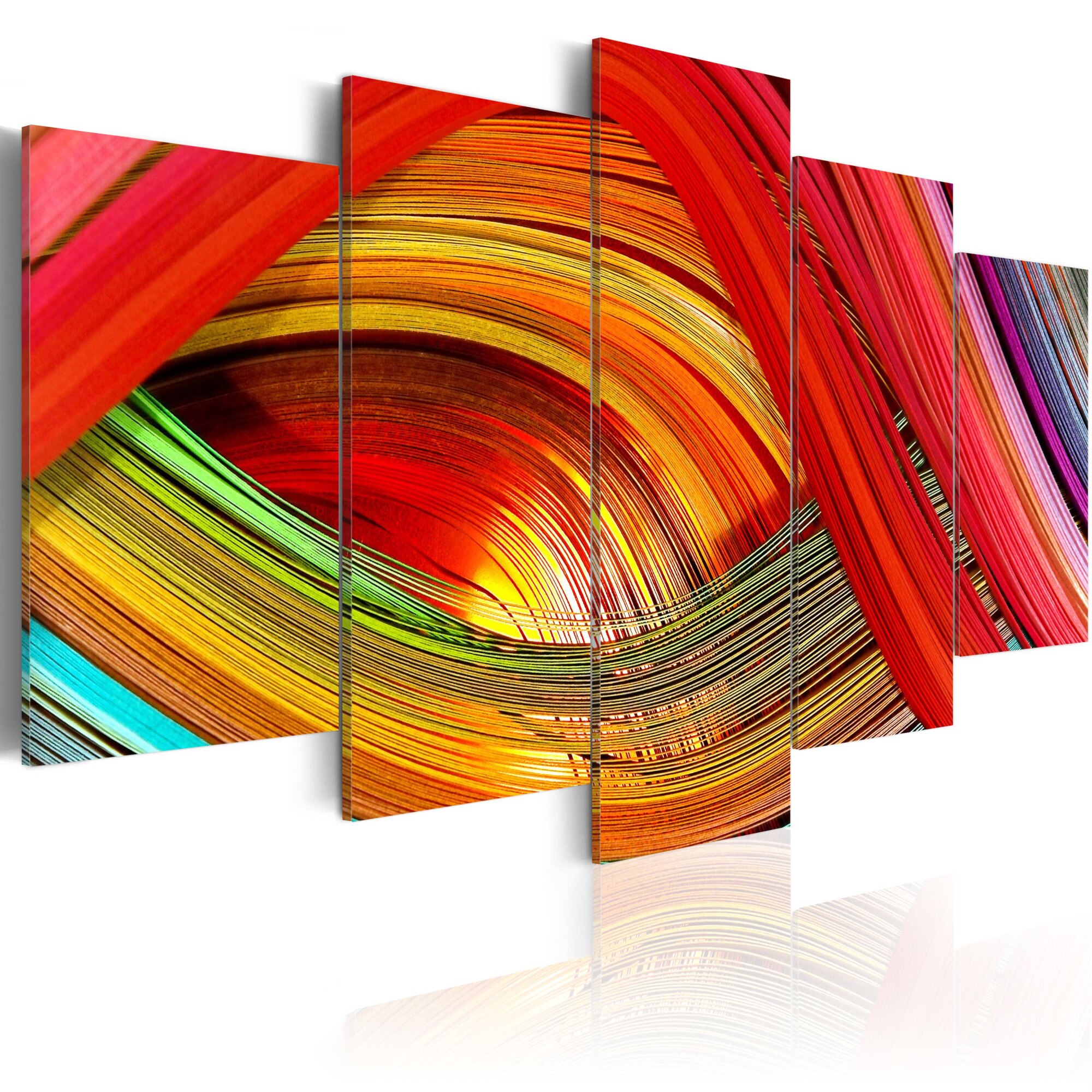 Tablou canvas 5 piese - Amprentele colorate de benzi - 100x50 cm