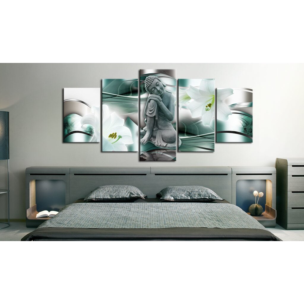Tablou canvas 5 piese - Buddha si crini - 200x100 cm