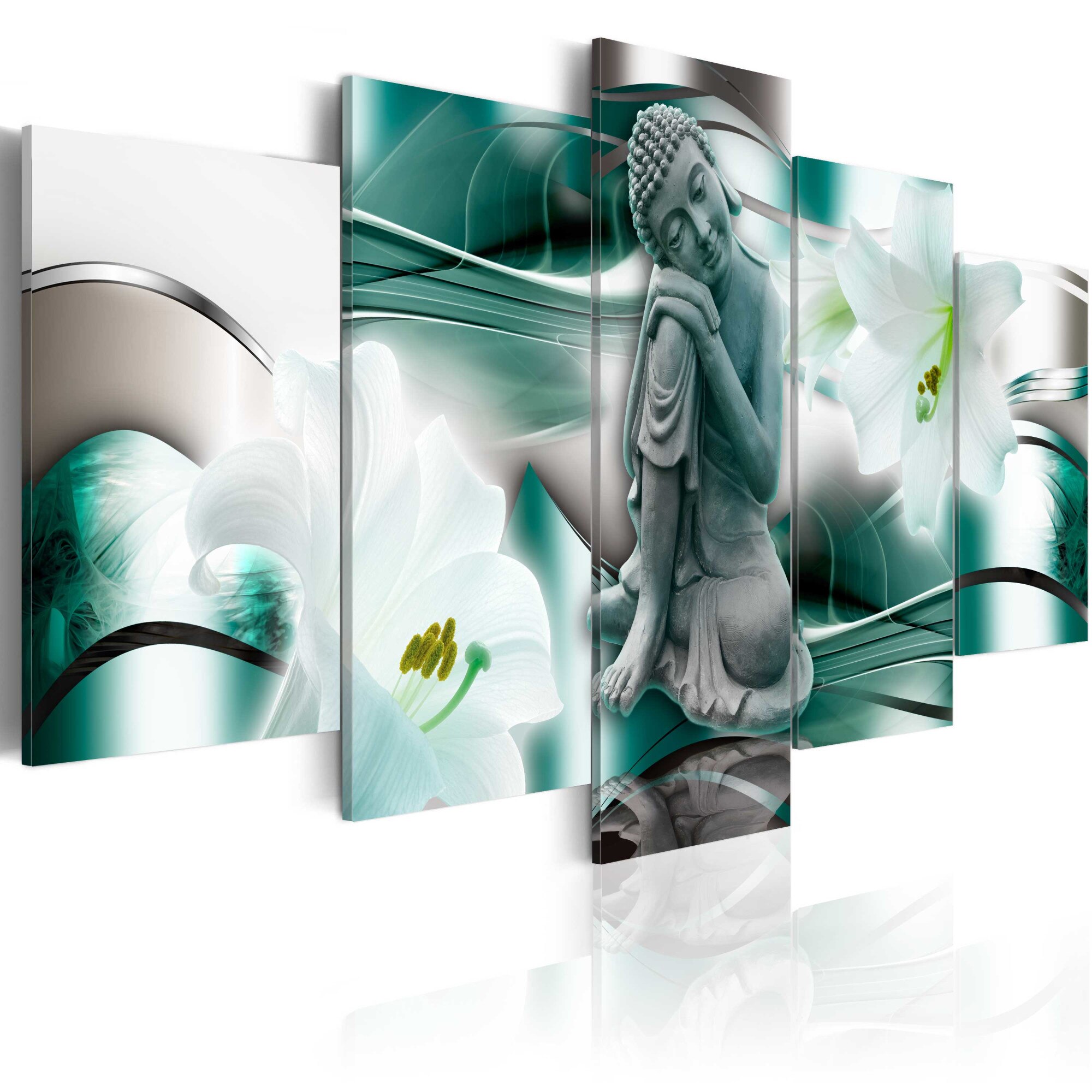 Tablou canvas 5 piese - Buddha si crini - 100x50 cm