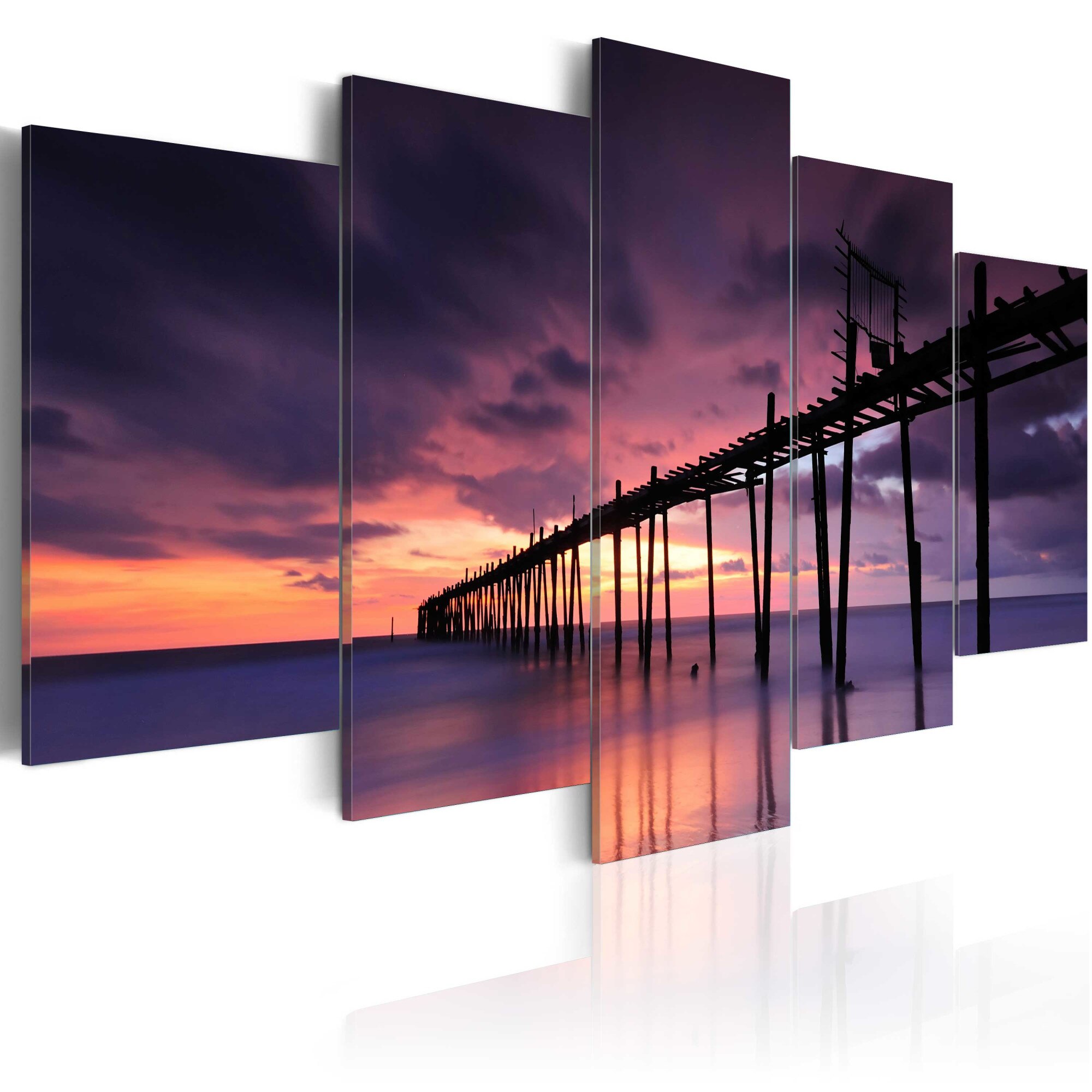 Tablou canvas 5 piese - Coasta Inainte de amurg - 100x50 cm