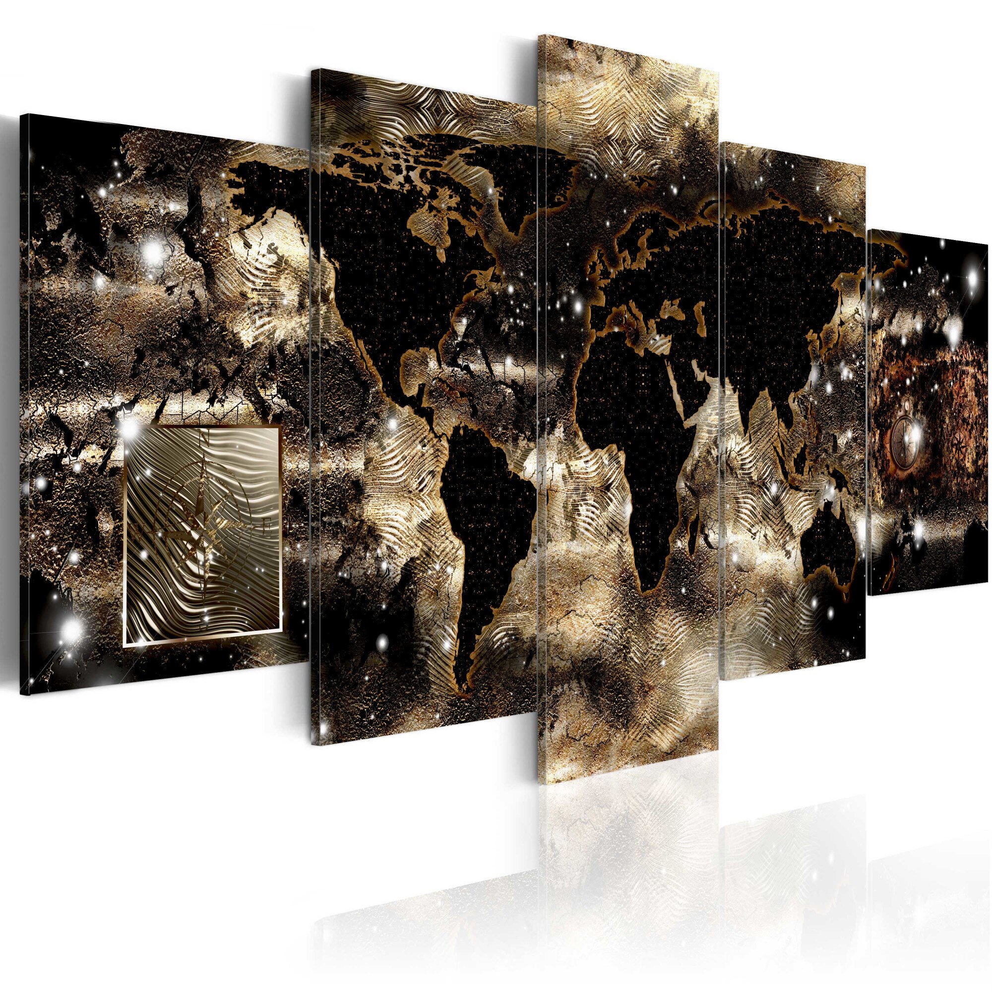 Tablou canvas 5 piese - Continente si stele - 200x100 cm