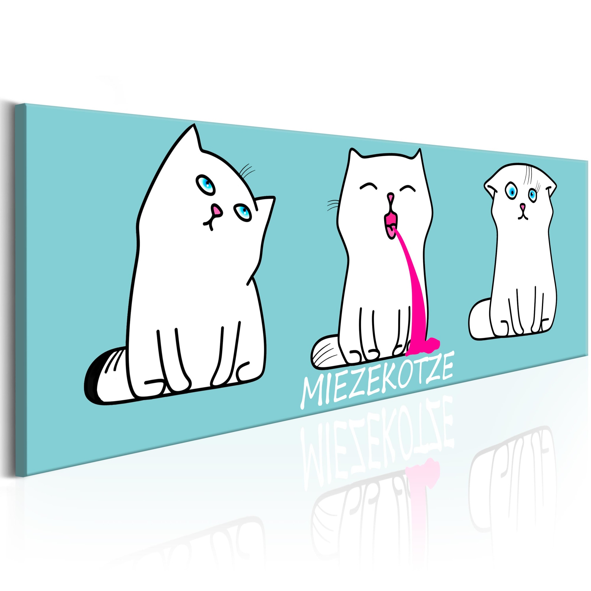 Tablou canvas - Miezekotze: Cat Trio (Albastru) - 150x50 cm