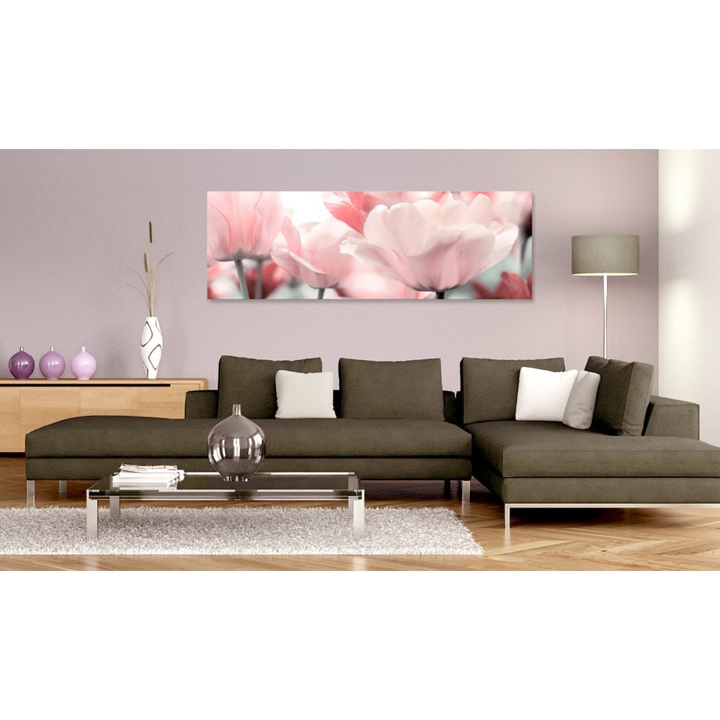 Tablou canvas - Roz lalele - 135x45 cm