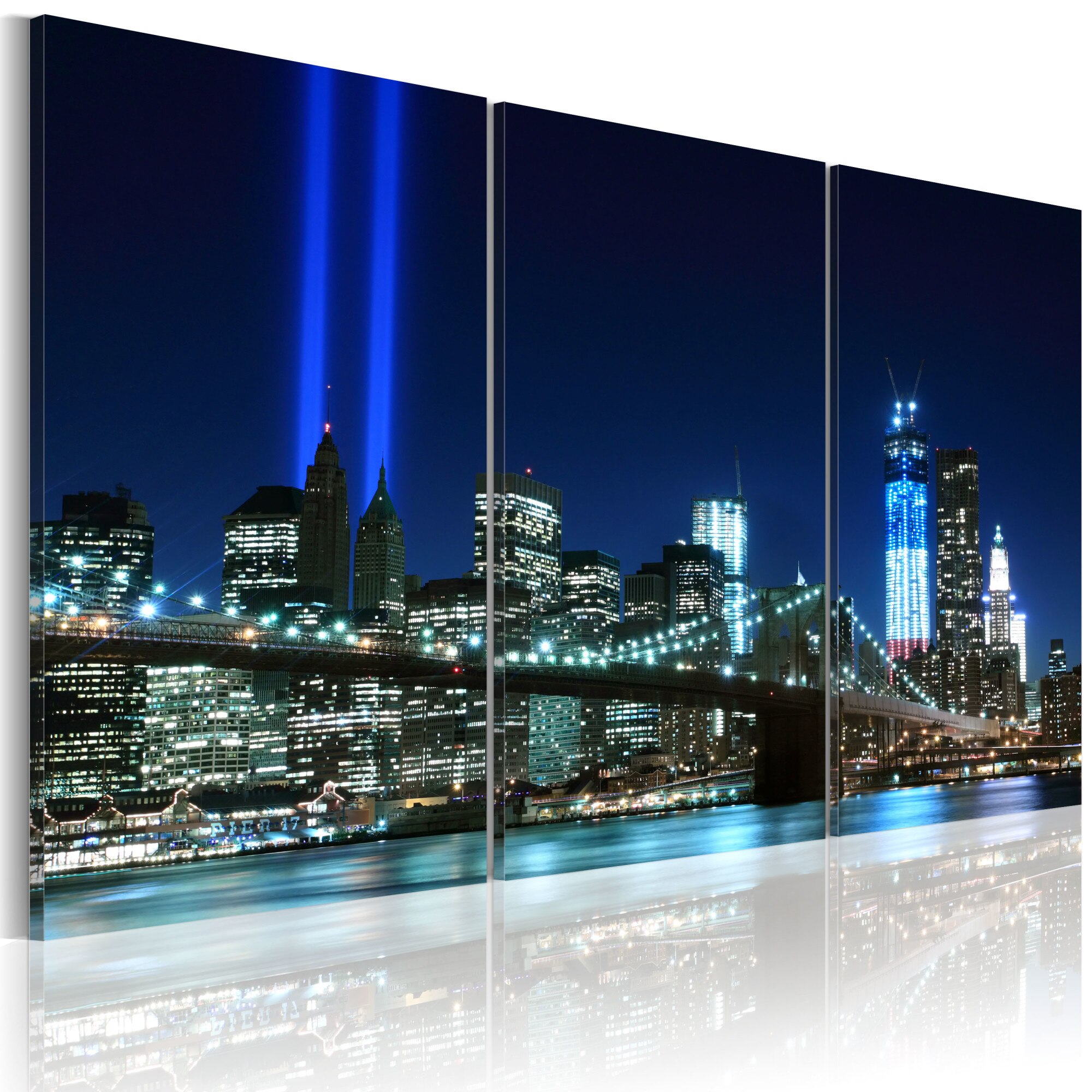 Tablou canvas 3 piese - Lumina albastra din New York - 60x40 cm