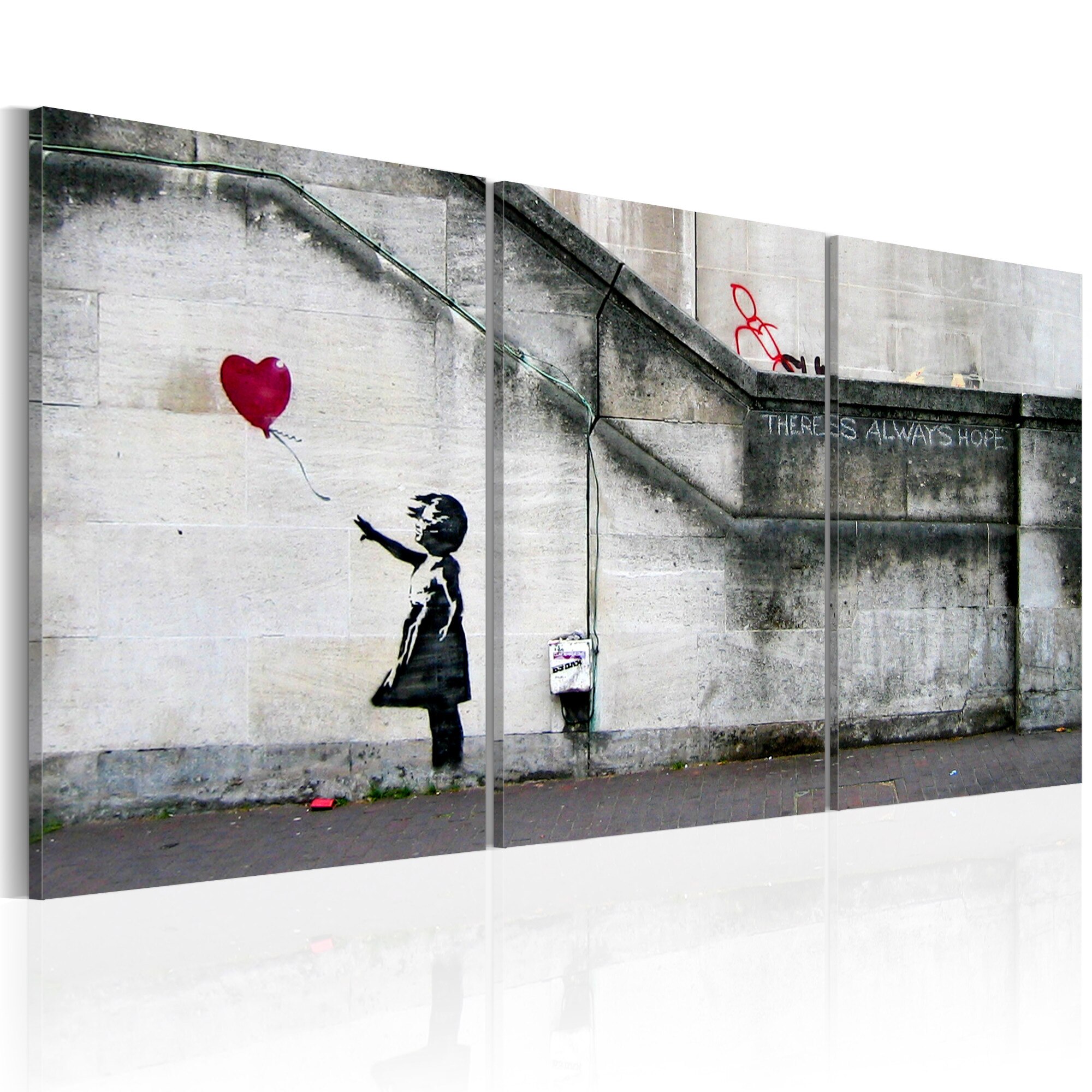 Tablou canvas 3 piese - Exista Intotdeauna speranta (Banksy) triptych - 60x30 cm