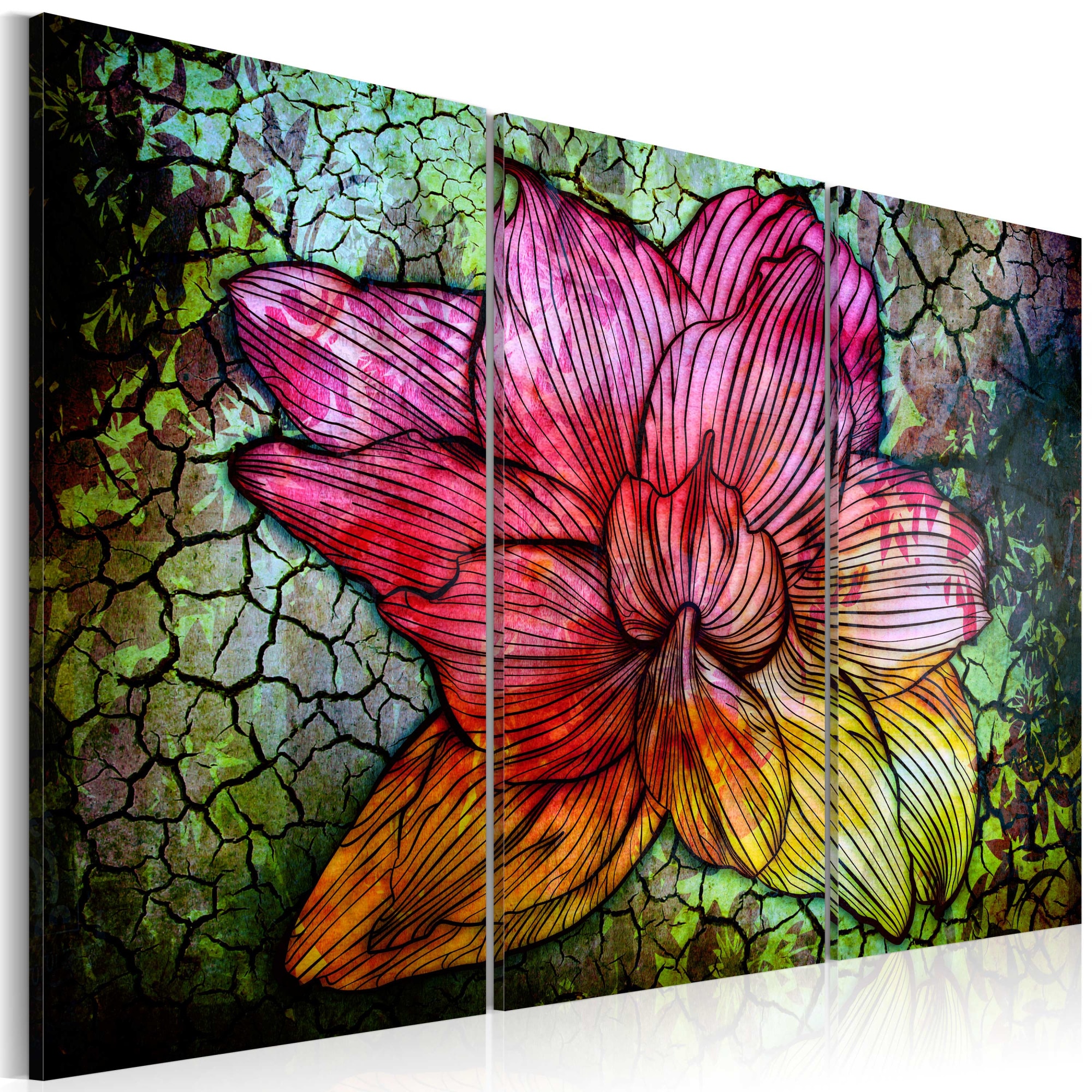 Tablou canvas 3 piese - Aranjament floral abstract - 60x40 cm