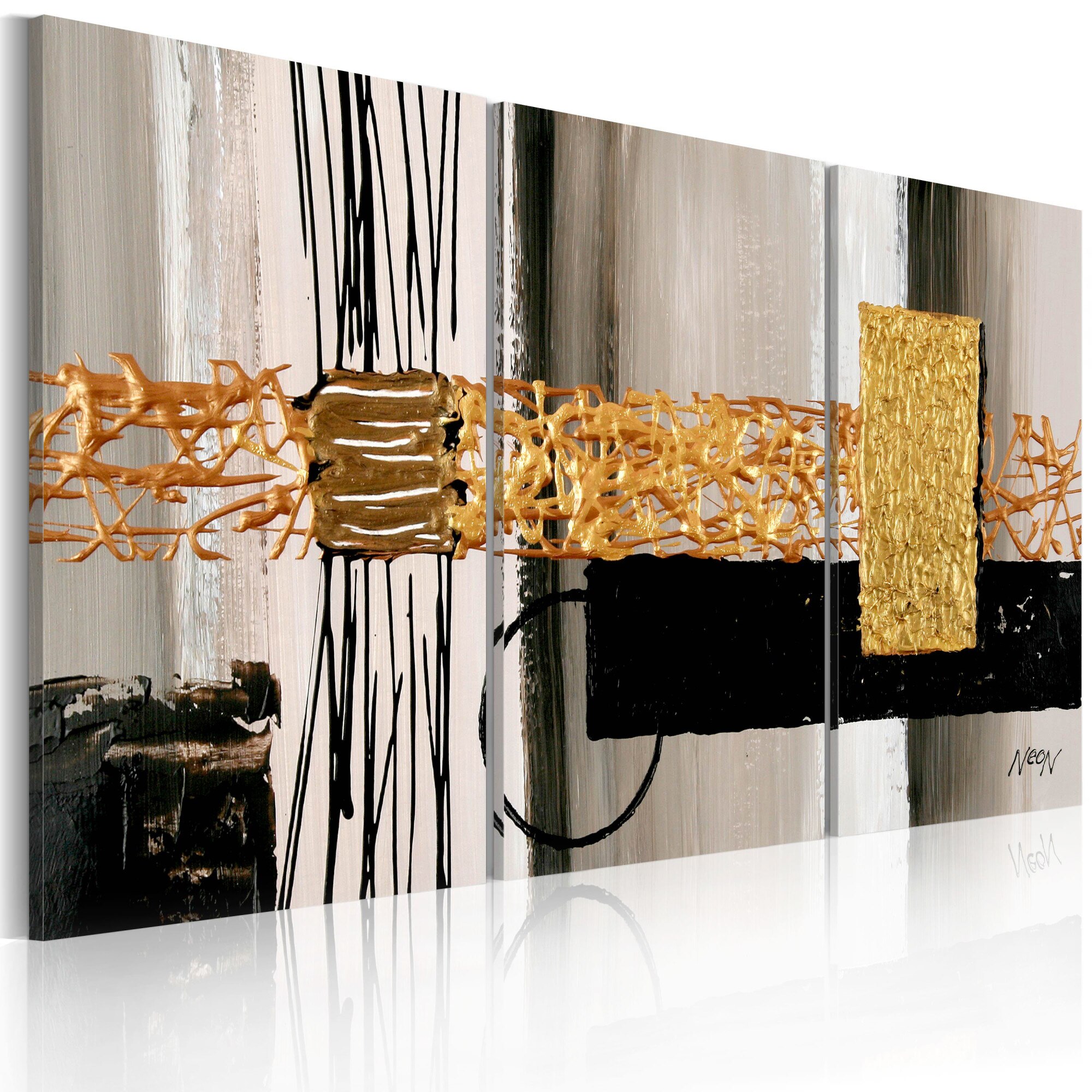 Tablou pictat manual - Dislocare - 3 piese - 120 x 60 cm