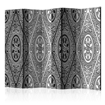 Paravan din 5 parti - Ethnic Monochrome II - 225x172cm Paravan din 5 parti - Ethnic Monochrome II - 225x172cm