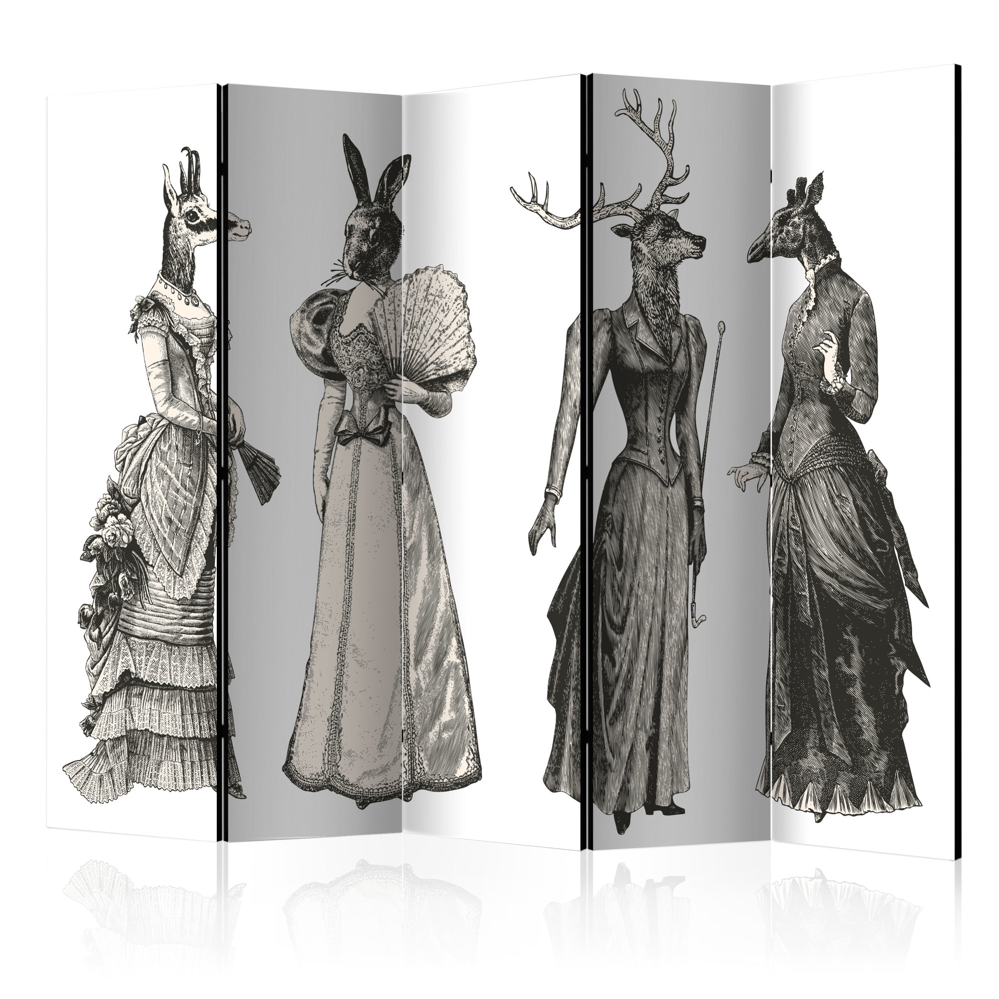 Paravan din 5 parti - Chic Zoo II - 225x172cm