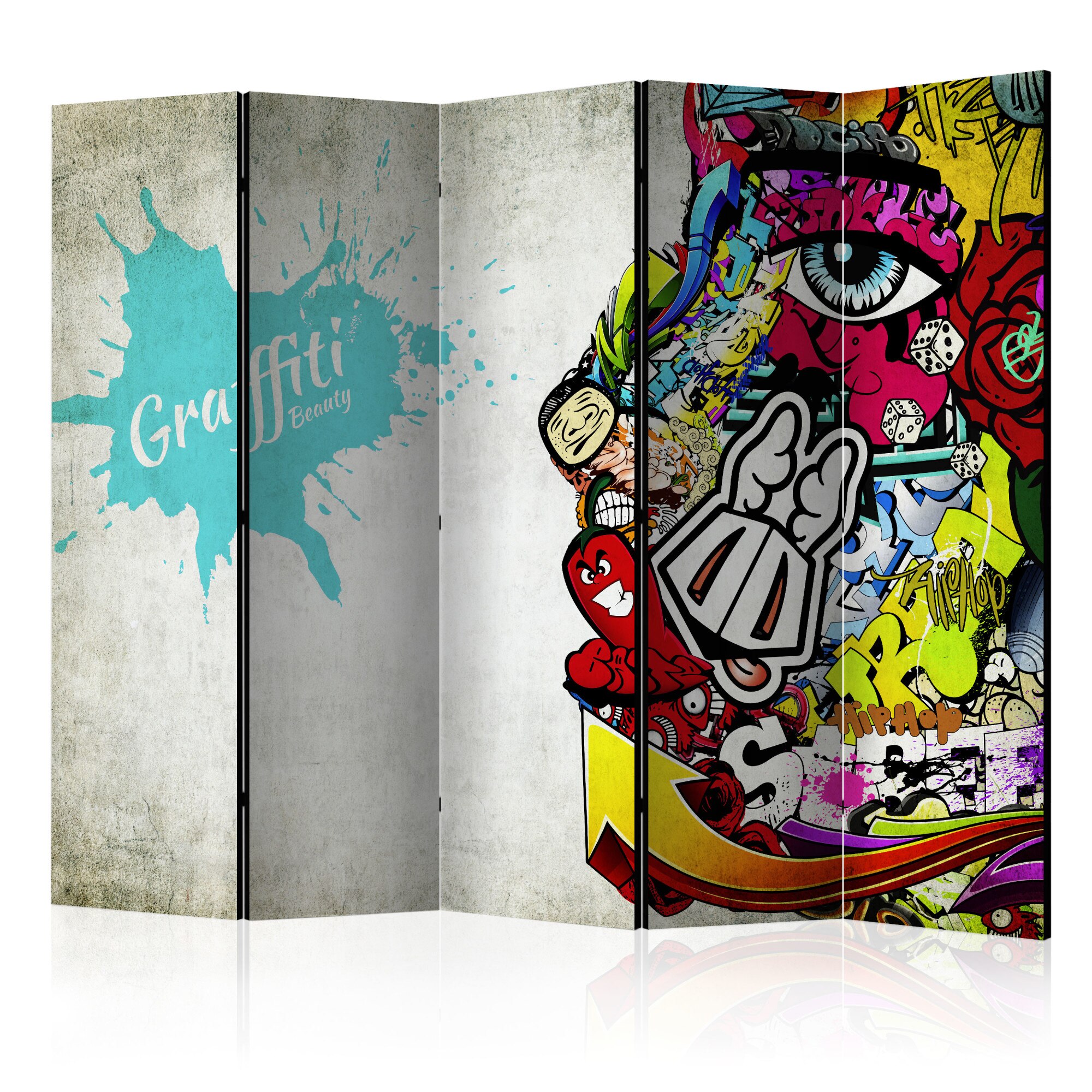 Paravan din 5 parti - Graffiti Beauty - 225x172cm