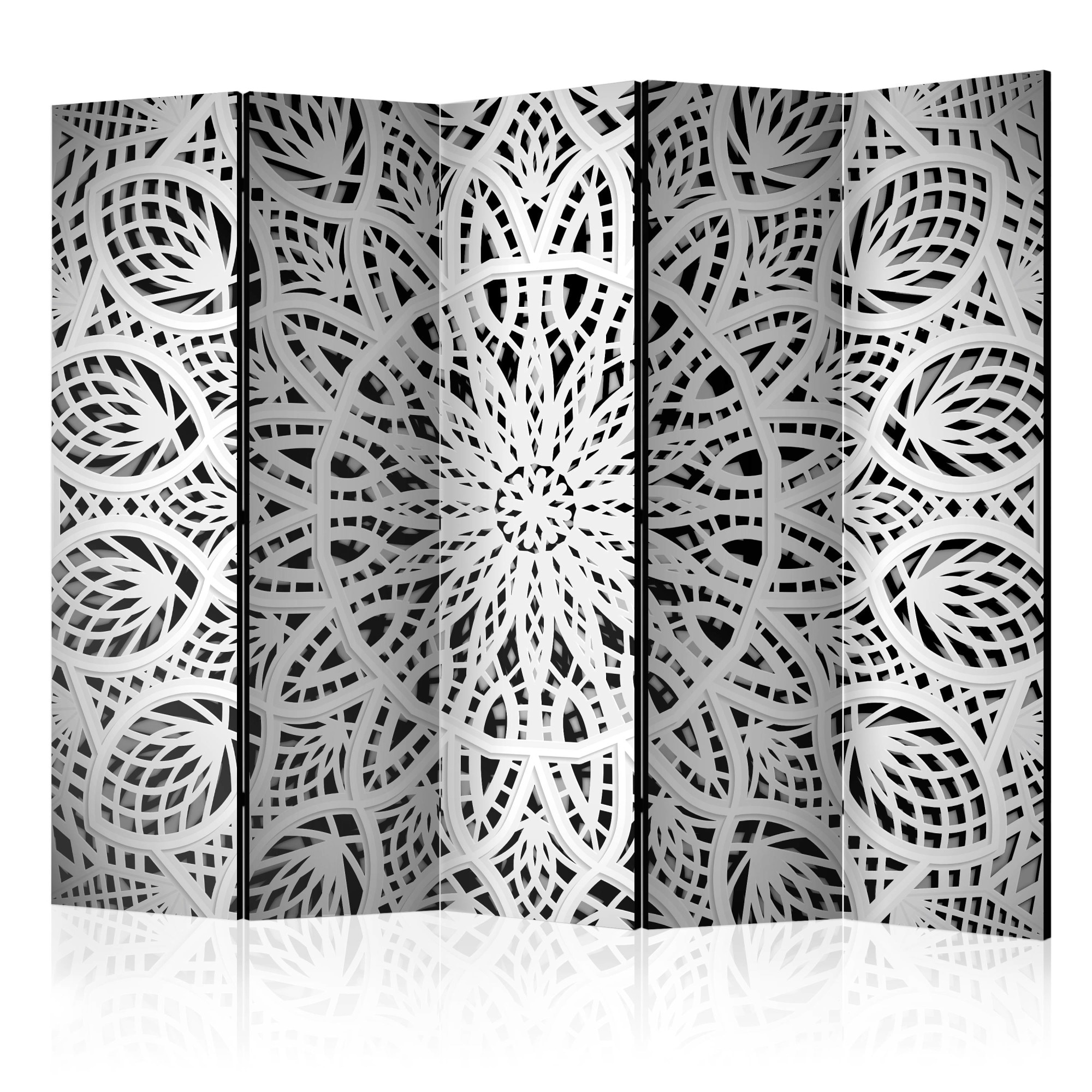 Paravan din 5 parti - White Mandala II - 225x172cm