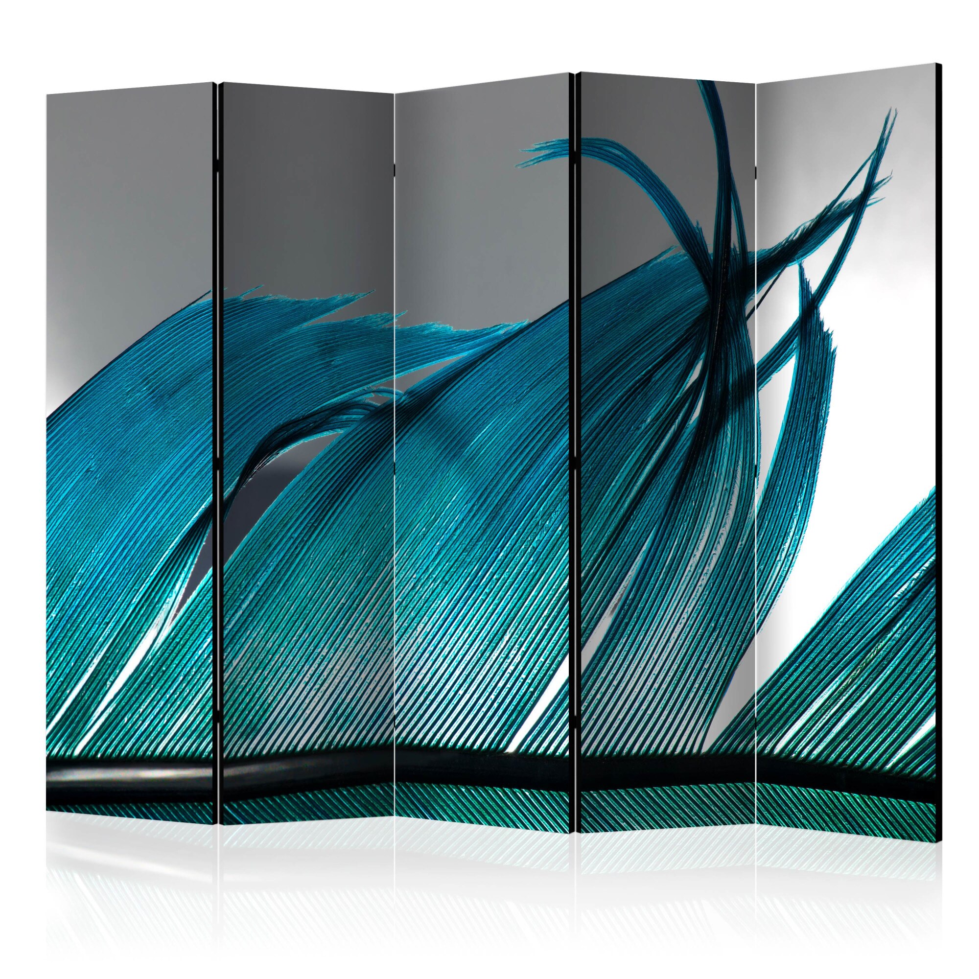 Paravan din 5 parti - Turquoise Feather II - 225x172cm