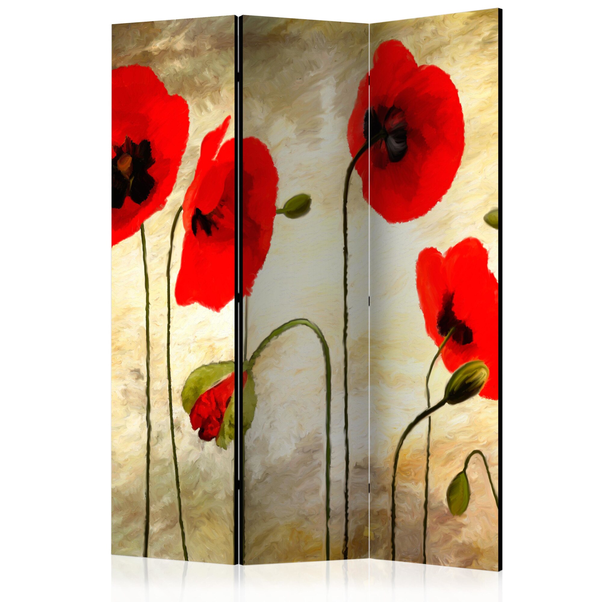 Paravan din 3 parti - Golden Field of Poppies - 135x172cm