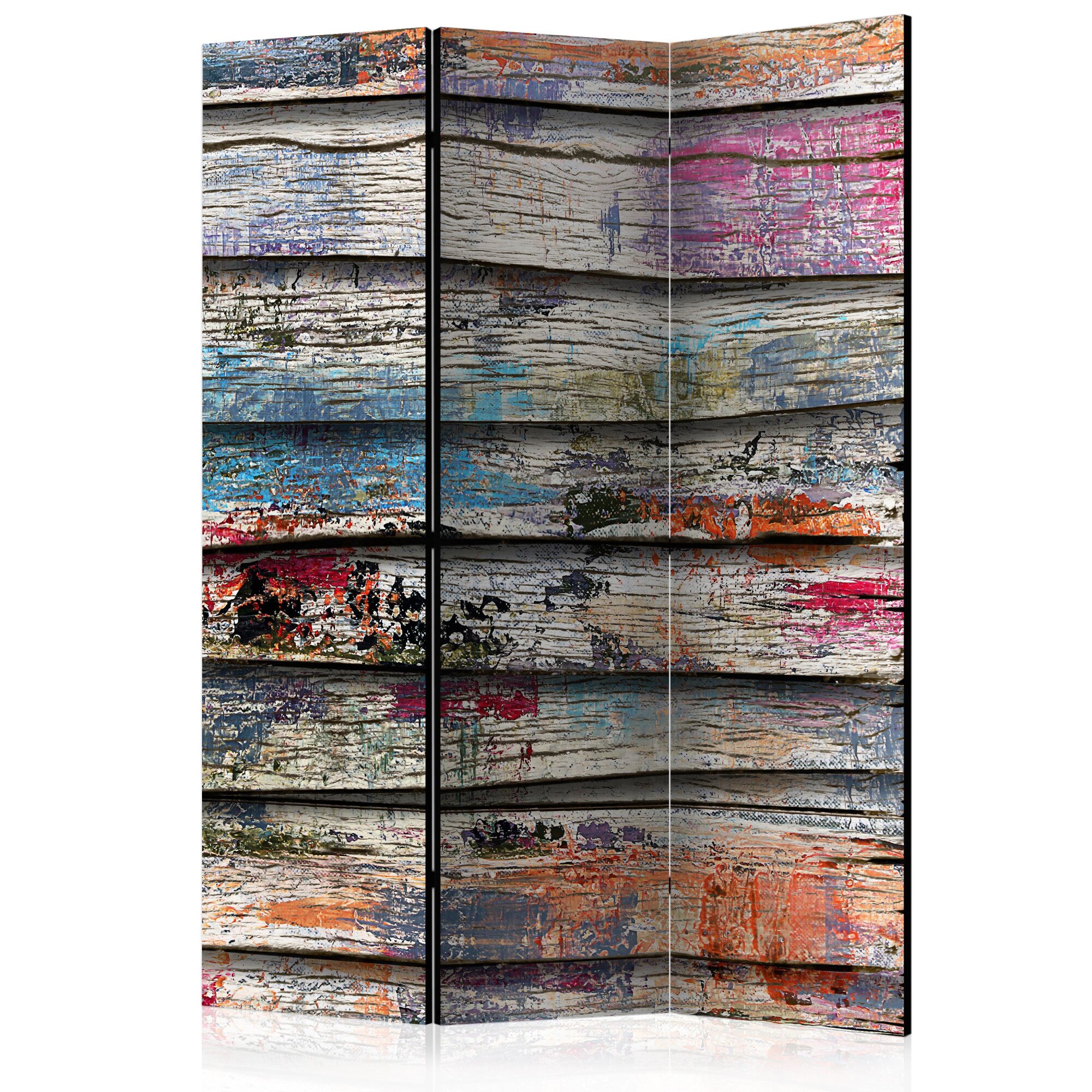 Paravan din 3 parti - Colourful Wood - 135x172cm